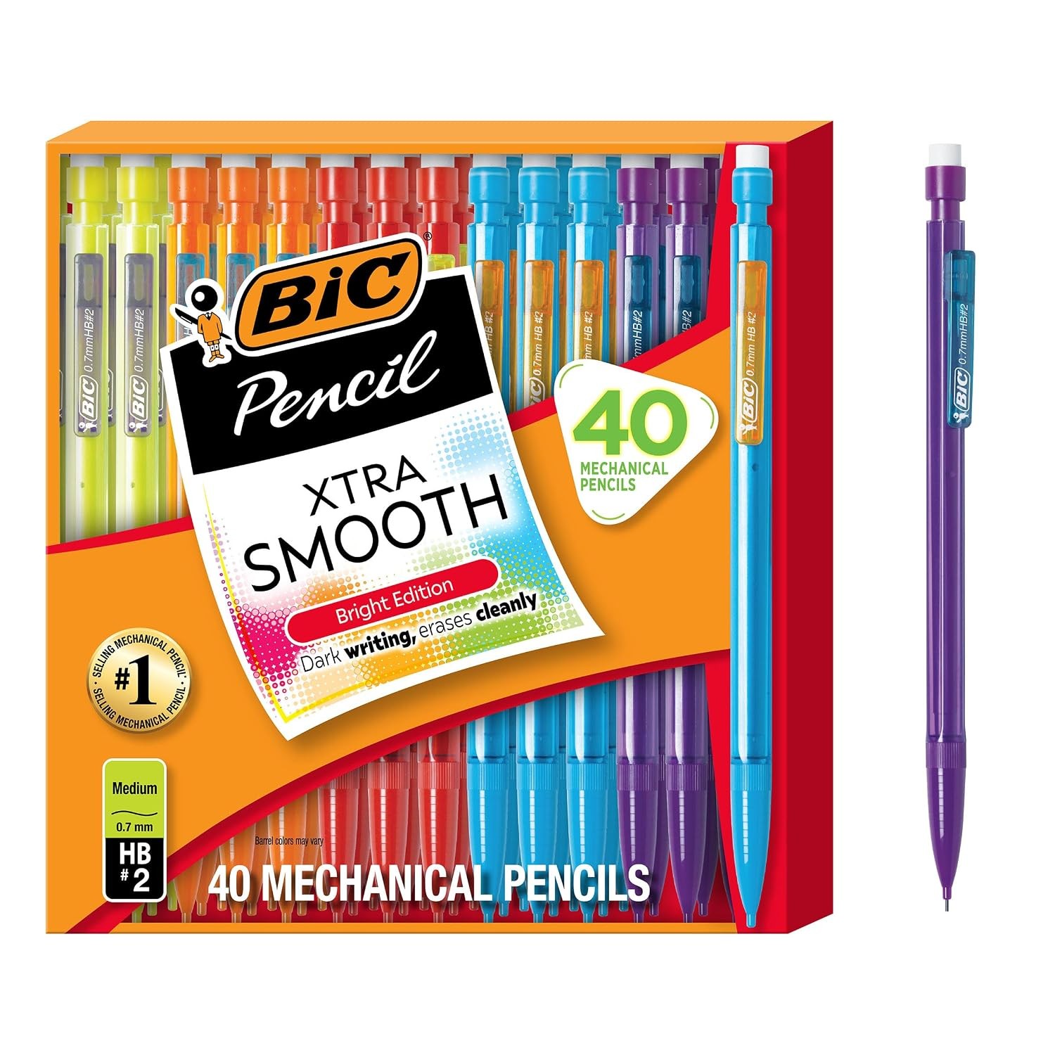 BIC Xtra Smooth Mechanical Pencils 0.7mm Medium Point 40 Count Multi-color