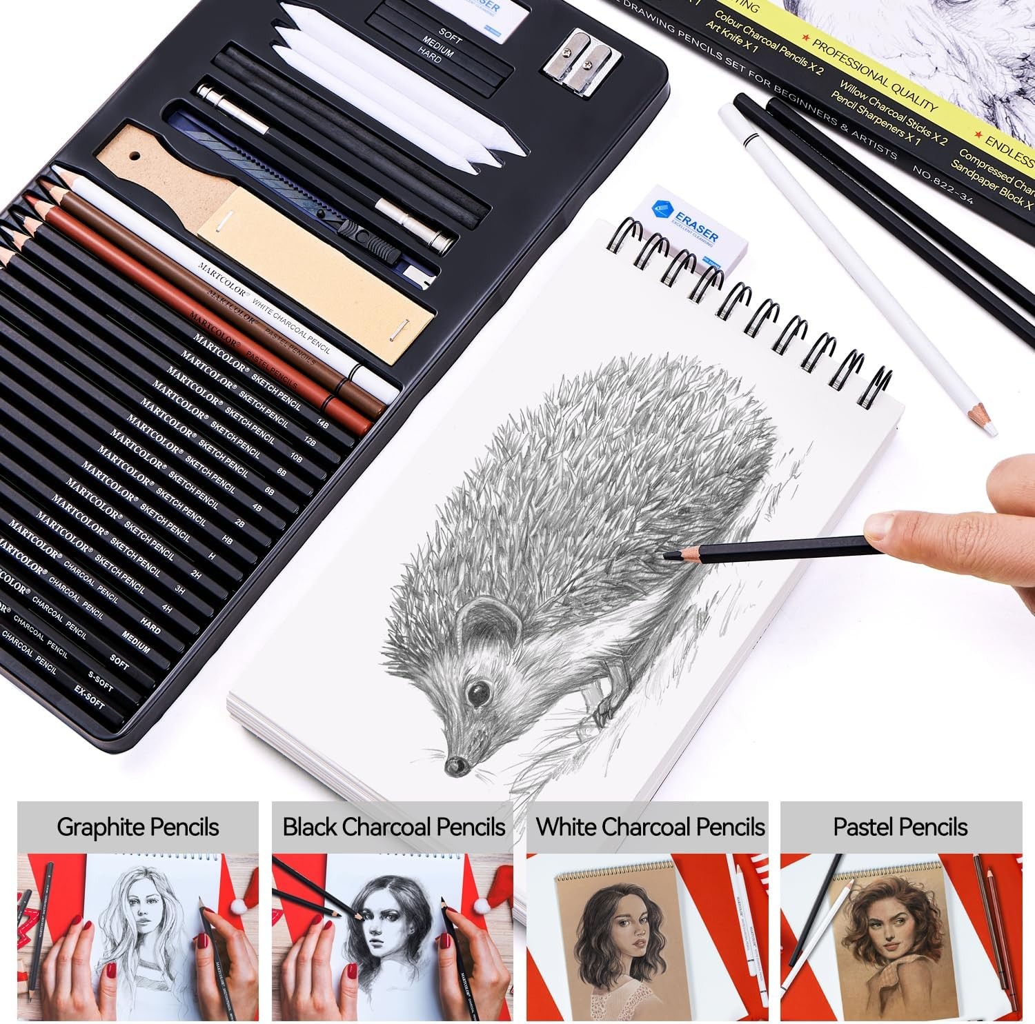 Drawing Sketching Pencils Set, 34 1 Count (Pack of 34), Black – 34 Pack