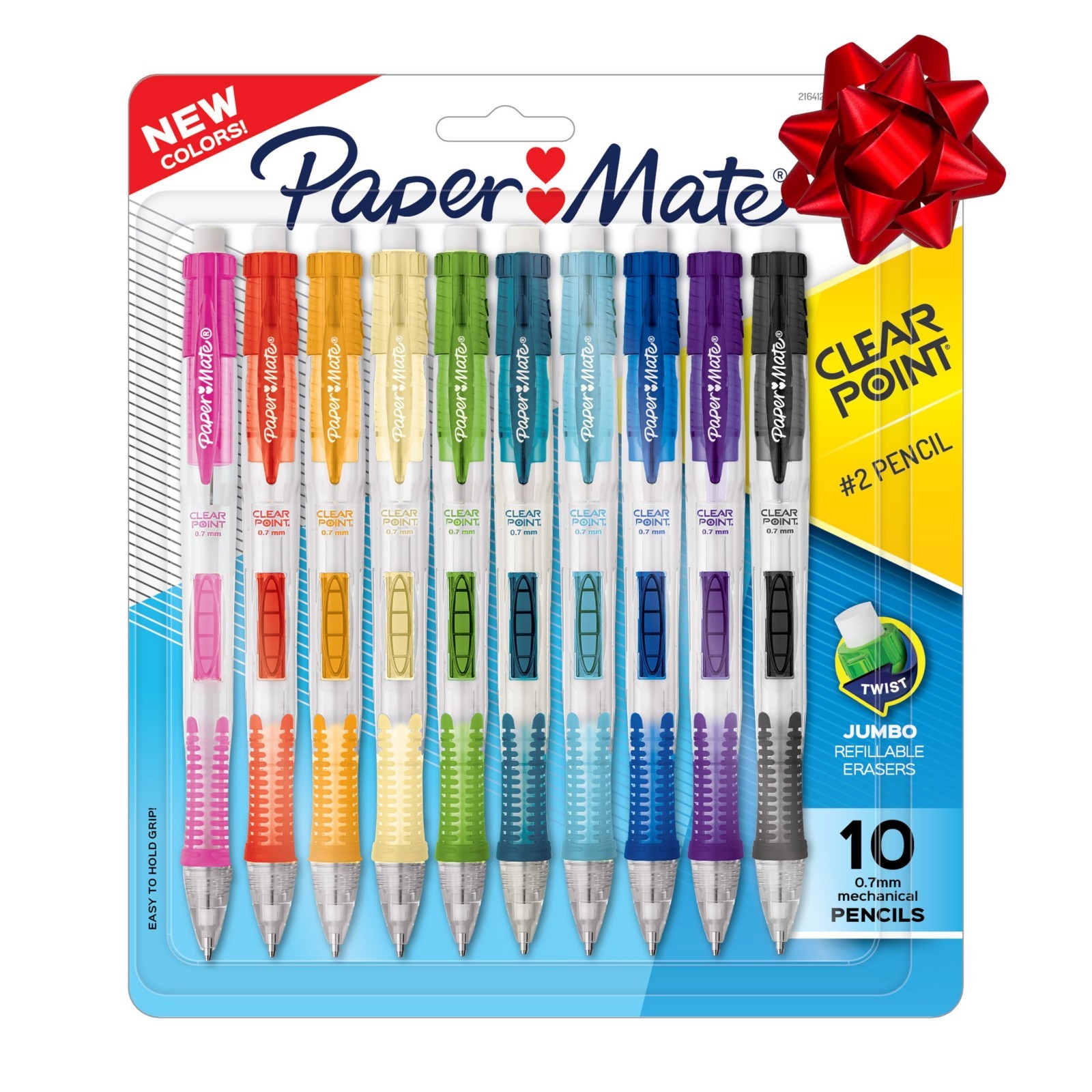 Clearpoint Mechanical Pencils 0.7mm HB #2 Lead – Assorted Colors, 60 Count, Back