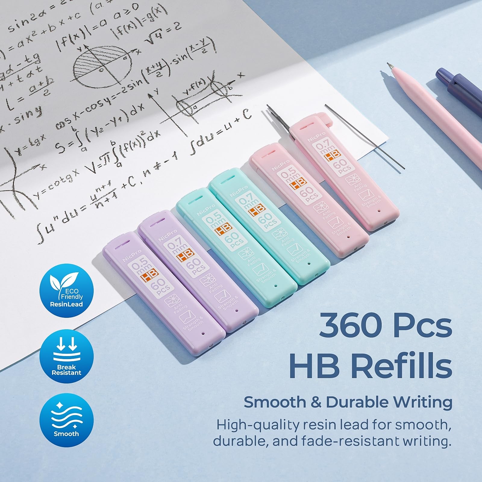 Nicpro 6PCS Pastel Mechanical Pencil Set with Case Cute Drafting Pencils 0.5m…