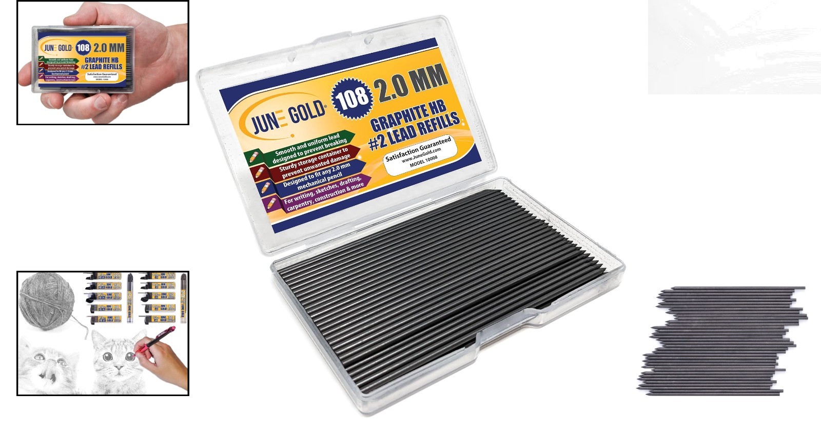 108 Break Resistant Graphite Lead Refills, 2.0 mm HB – Perfect for Professionals