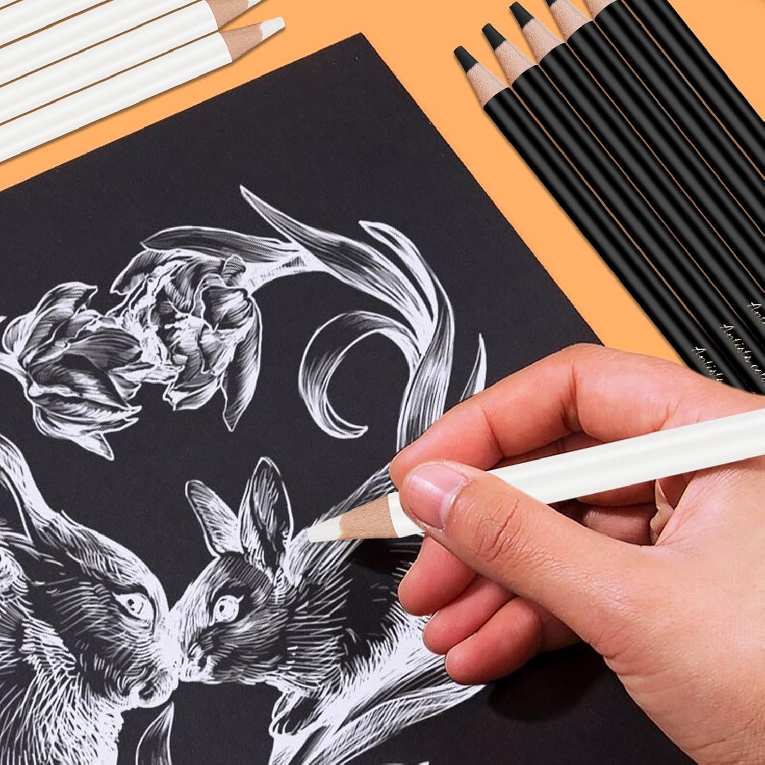 Heshengping 6 Black 6 White oil 1 Count (Pack of 1), Oil Pencil