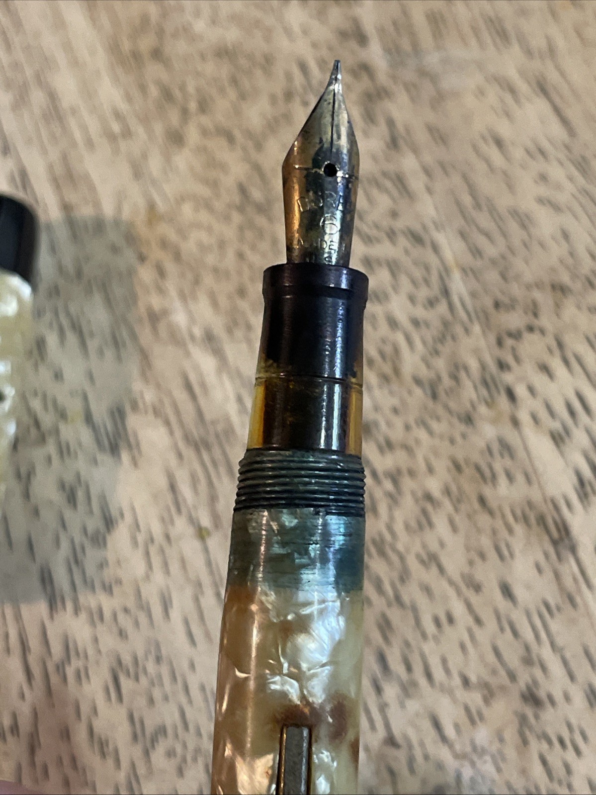 Vintage Fountain Pen WearEver Durex? Cream Mother of Pearl Celluloid AS IS