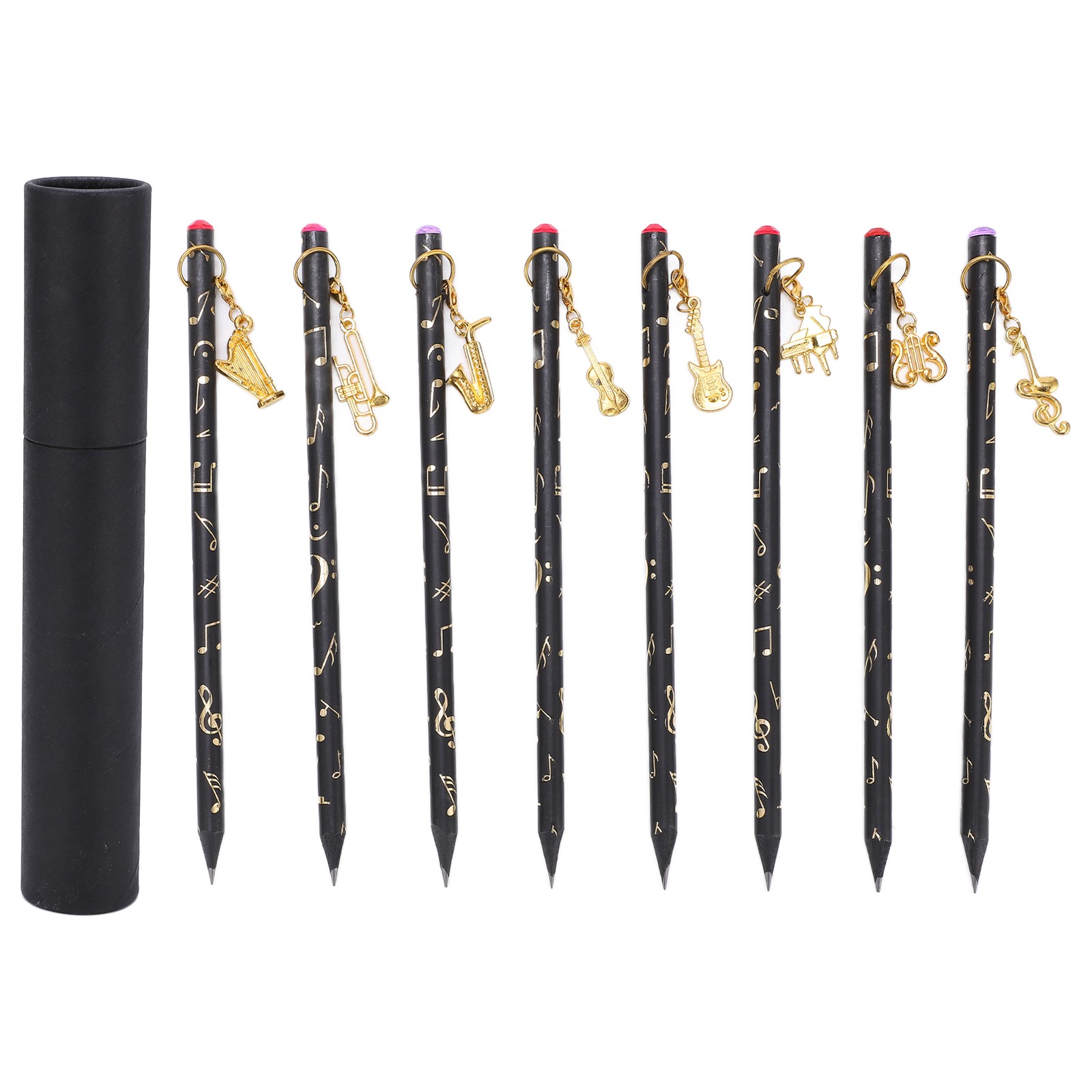 8Pcs Music Pencil Musical Note Stationery Set Kit With Pendant For Painting