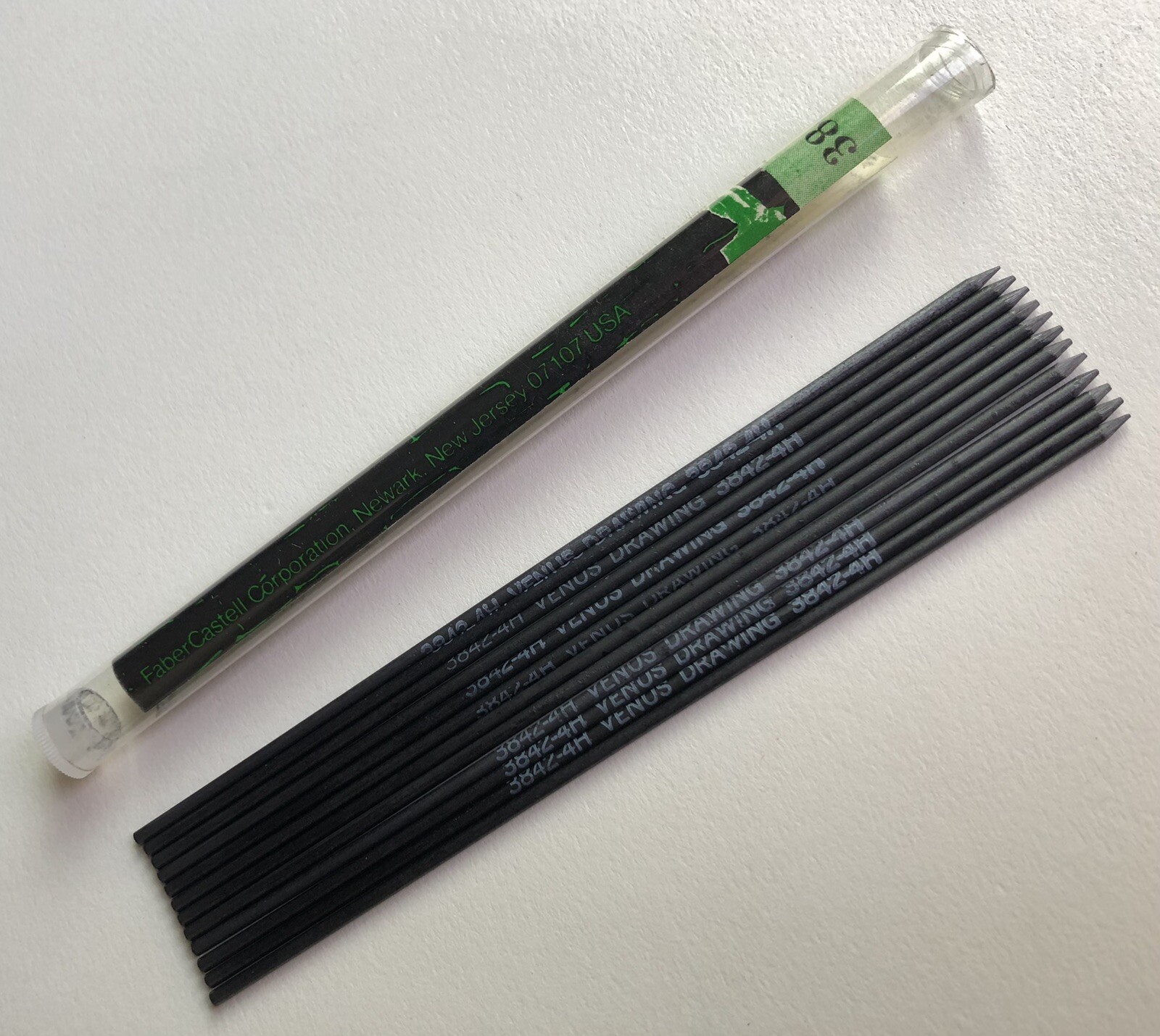 Vintage Faber Castell VENUS 3842 Drawing 2mm 4H Leads NOS Tube Of 12 NJ USA