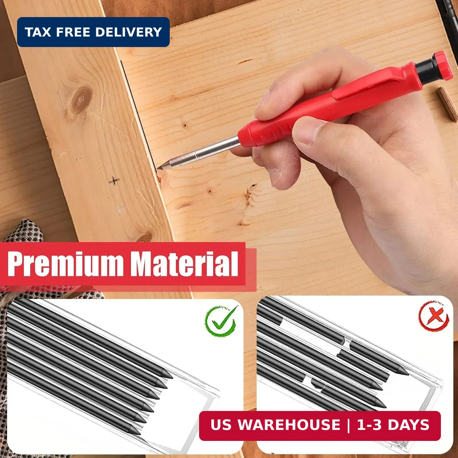 36 Pcs 2.8mm Pencil Lead Refills for Carpenter Pencil Solid Deep Hole Mechanical