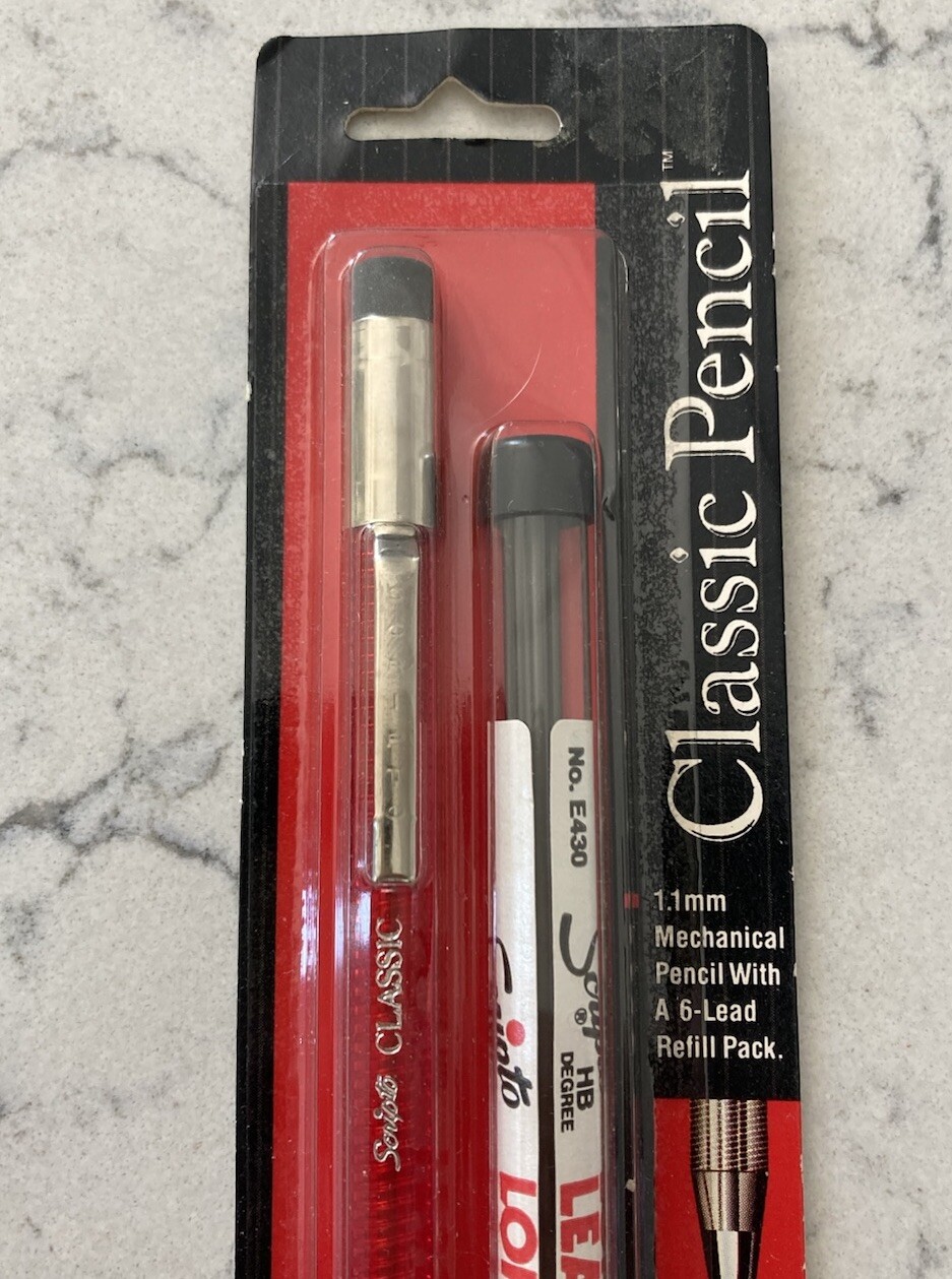 VINTAGE SCRIPTO Clasic Mechanical Twist Pencil Long Lead Clear Red 1991 NEW