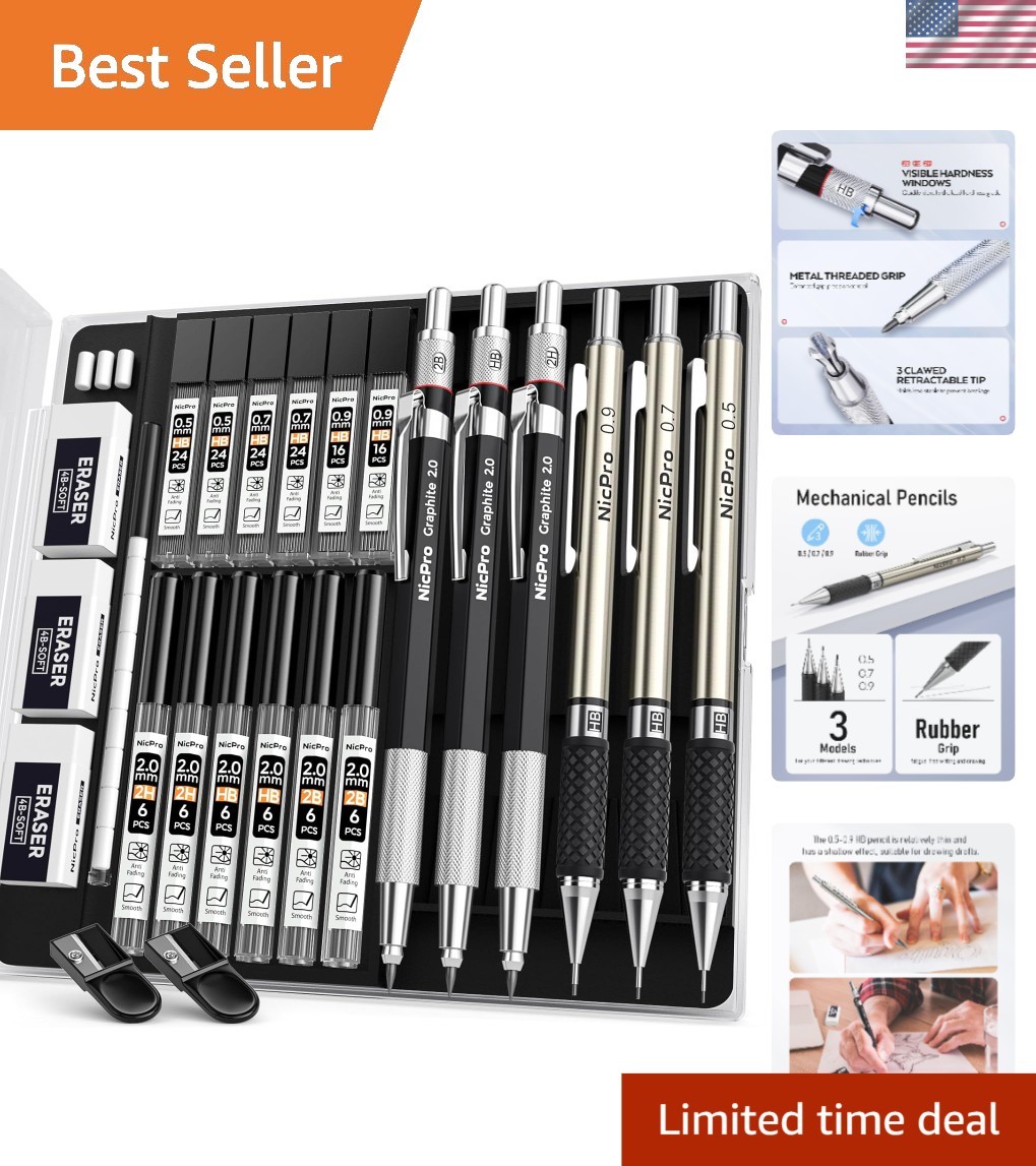 Professional 6PCS Mechanical Pencil Set with Lead Refills: Perfect for Artists