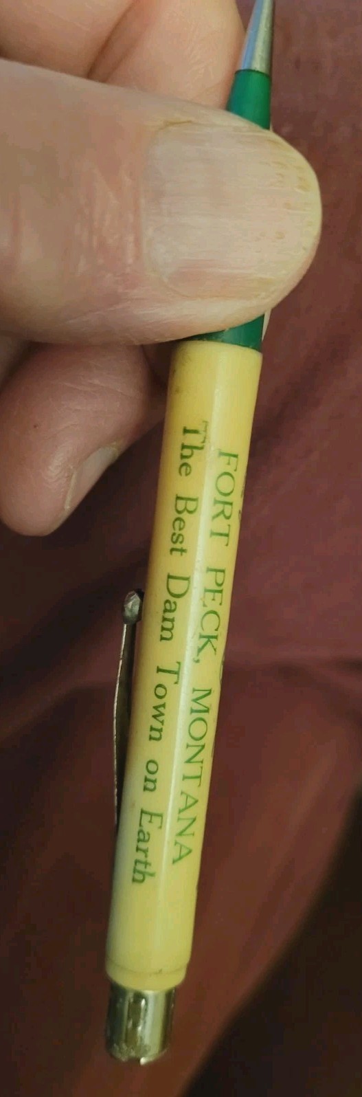Vintage Redipoint Mechanical Pencil Advertising-Good Luck-Fort Peck Montana