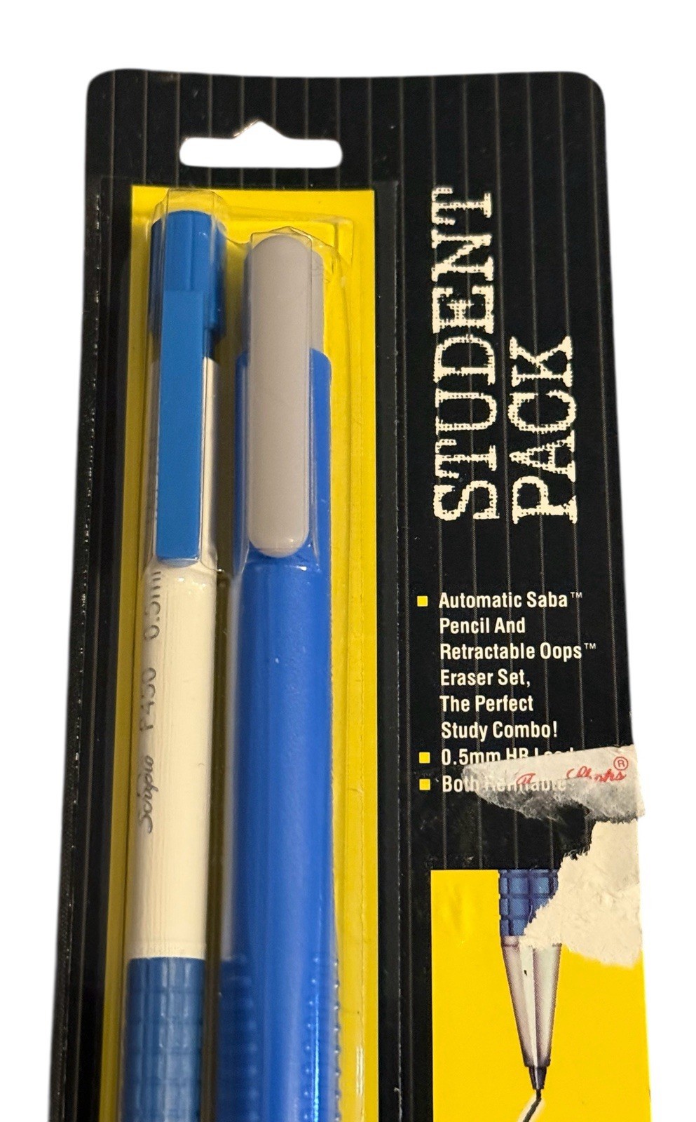 Vintage 1991 Scripto Student Mechanical Pencil & Eraser Set .5mm Lead Blue NOS