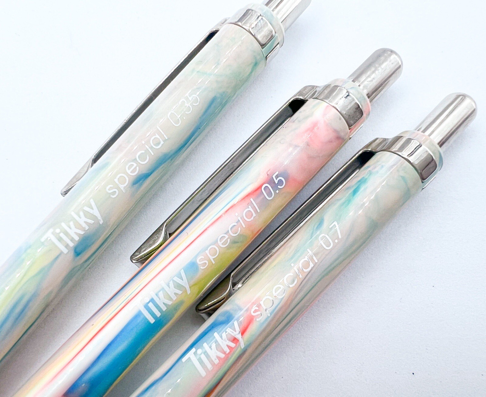 NOS rotring 3pcs tikky Special Mechanical Pencil Marble Rainbow 0.3 0.5 0.7