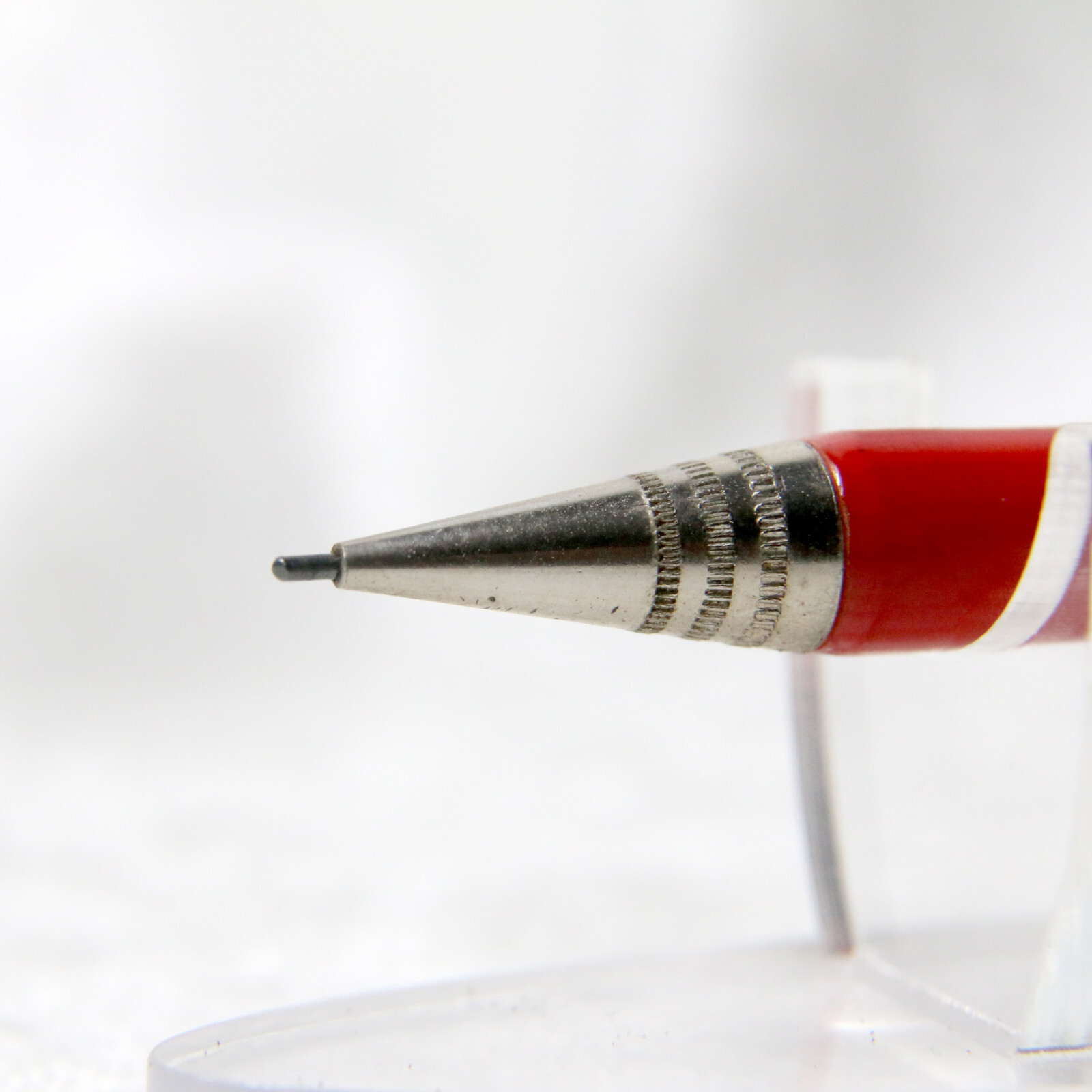 VTG 1930’s White & Red Celluloid Des Moines Iowa Advertising Mechanical Pencil