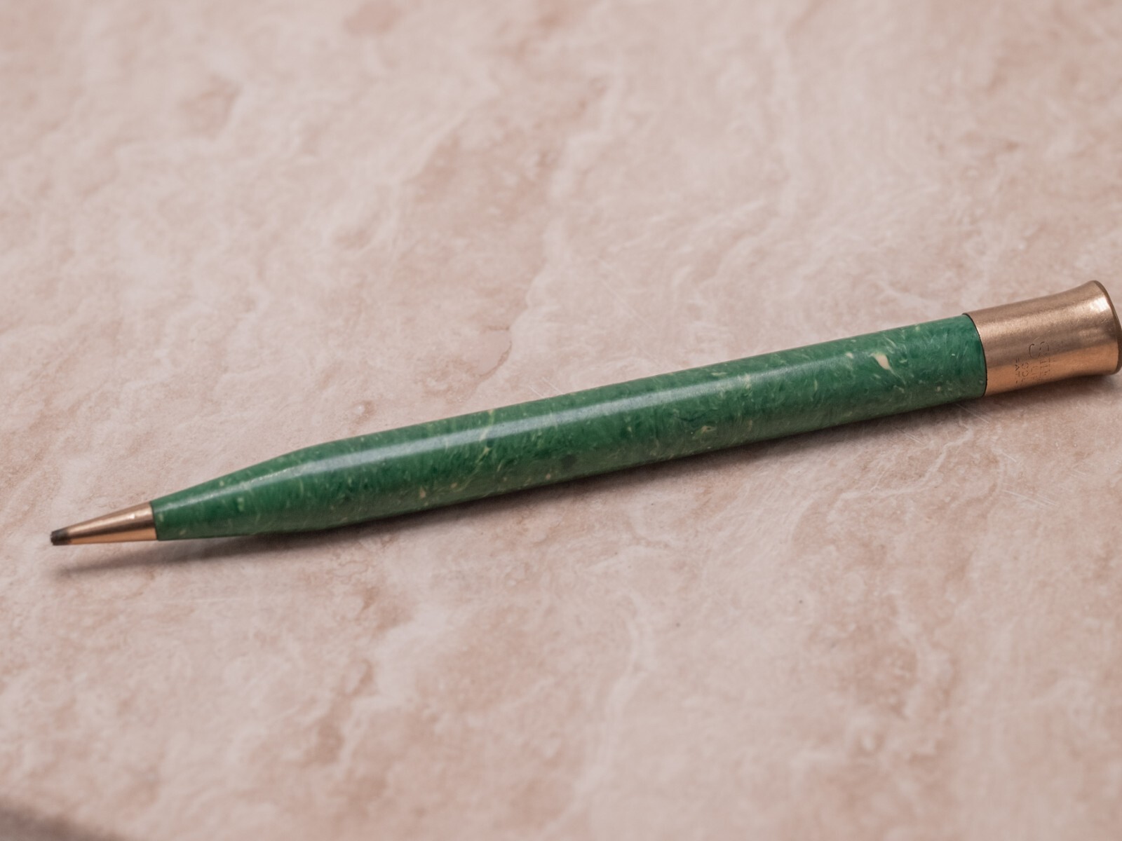 1930s Sheaffer’s Lifetime Oversize Green Mechanical Pencil GF Trim 5.25″ x 0.4″