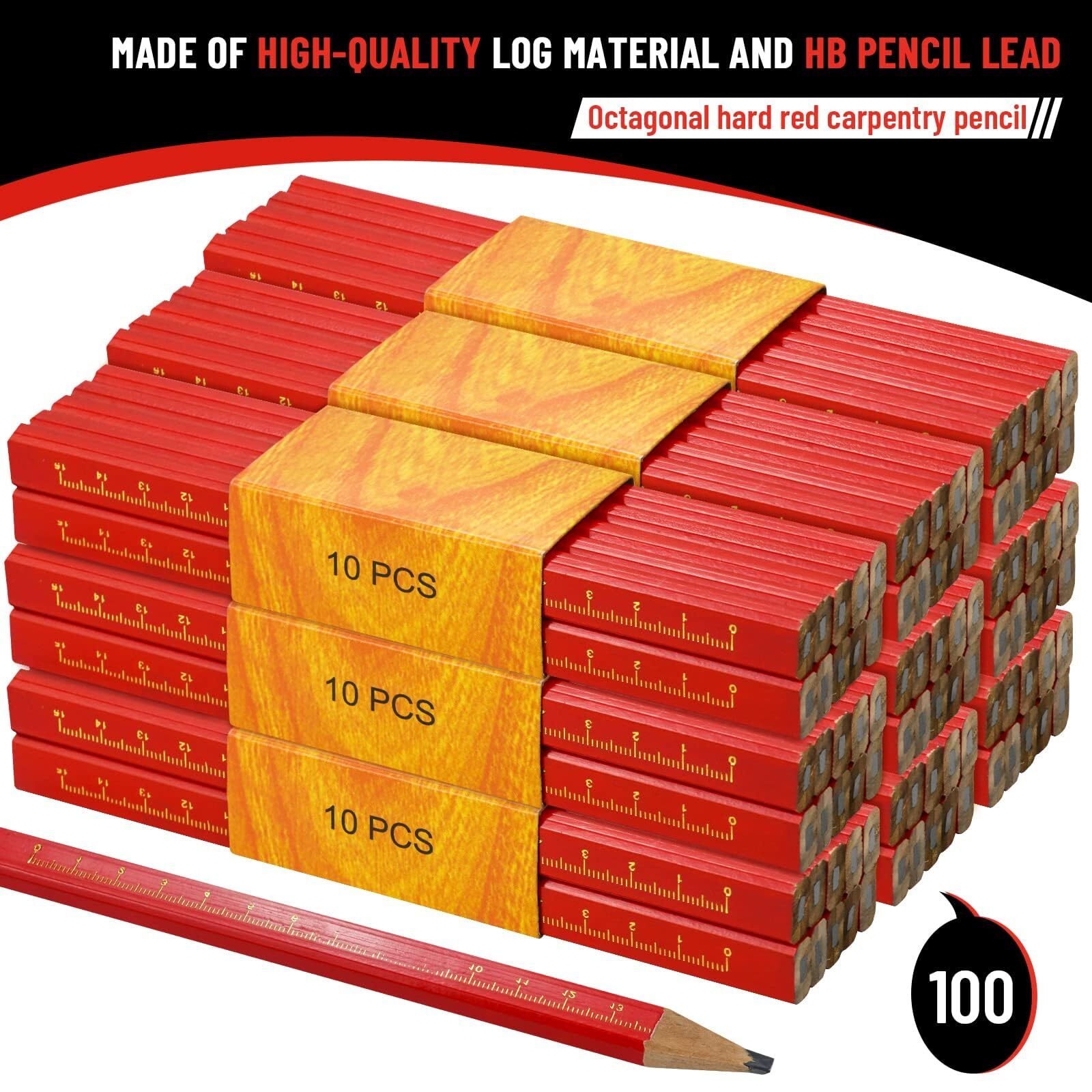 3 Pieces Solid Carpenter Pencil Woodworking Pencils Mechanical With 18 Refills I