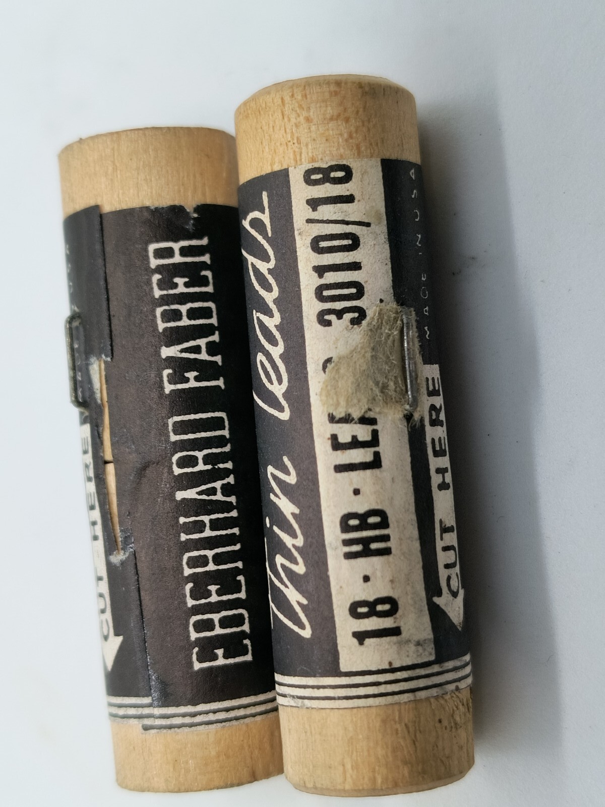 (2) EBERHARF FABER MONGOL Thin Black Leads 18-HB 3010/18 Sealed Wooden Tube, New