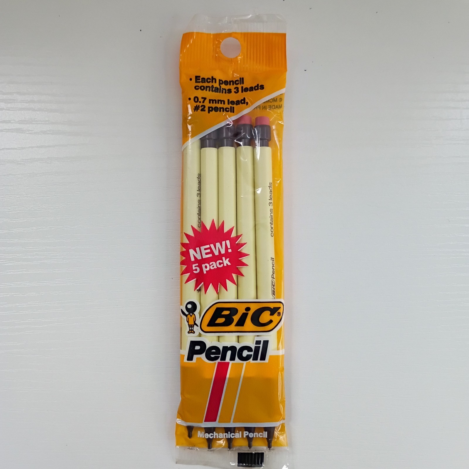 Sealed NEW Vintage 1985 BIC Pencil Mechanical 5 Pack France 0.7mm MPP5 NOS