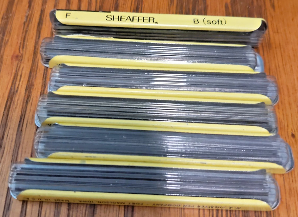 5 Packs Vintage Sheaffer 15 ea THIN SOFT BLACK LEADS IN TINS & 1 PARTIAL #3