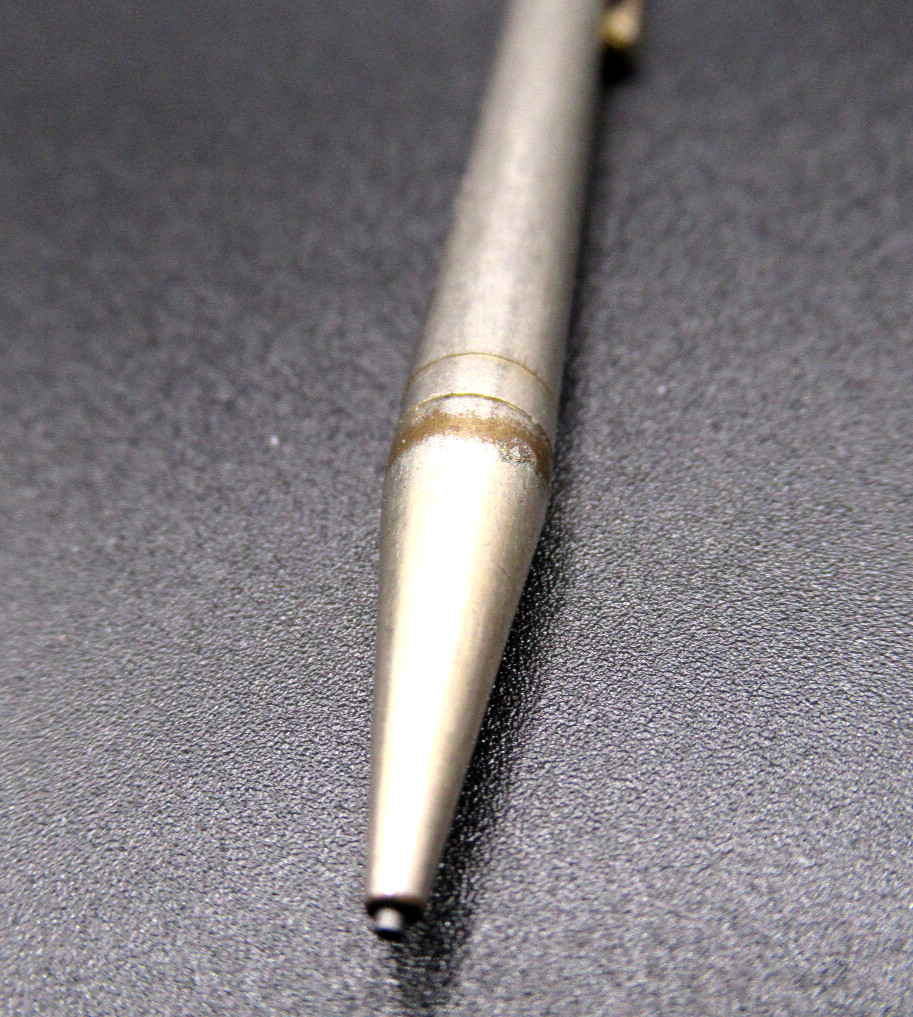 3 3/4″ Mascot Twist Mechanical Pencil w Red Jeweled Tip – Goldtone Color is worn