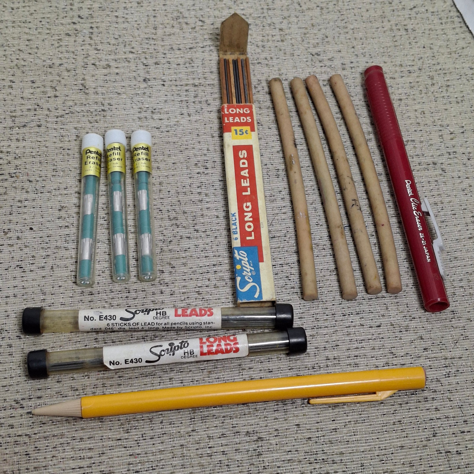Mixed Lot Scripto/ Pentel/Papermate #2 Mechanical Pencil Eraser Lead Refill/Used