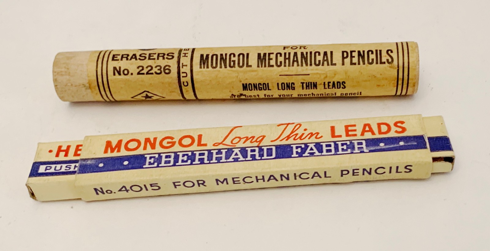 Vintage Eberhard Faber Mongol Long Thin Lead No. 4015 and Refill Erasers no 2236