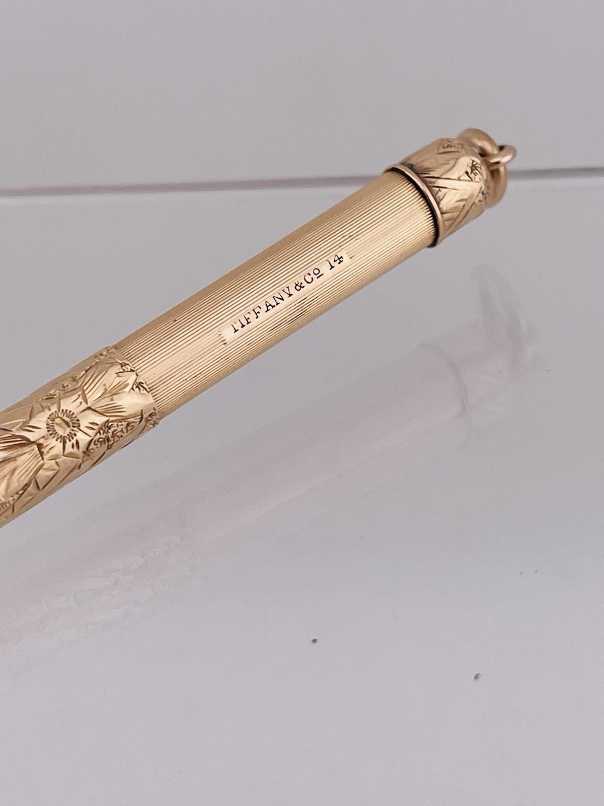 Vintage Tiffany & Co. Engraved Retractable Pencil Pendant, 14k Rose Gold. 18.6g