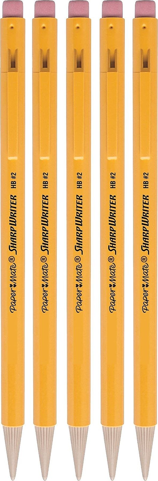 Papermate Sharpwriter Mechanical Pencil, Yellow, 5 Count (Pack of 1), Yellow