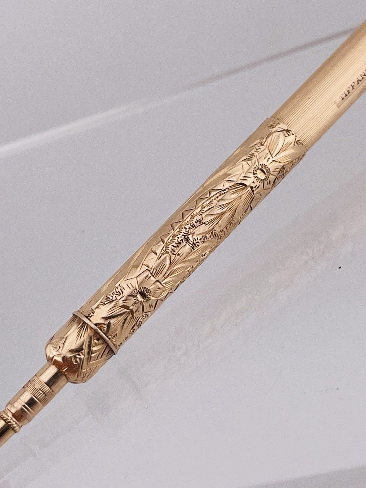 Vintage Tiffany & Co. Engraved Retractable Pencil Pendant, 14k Rose Gold. 18.6g