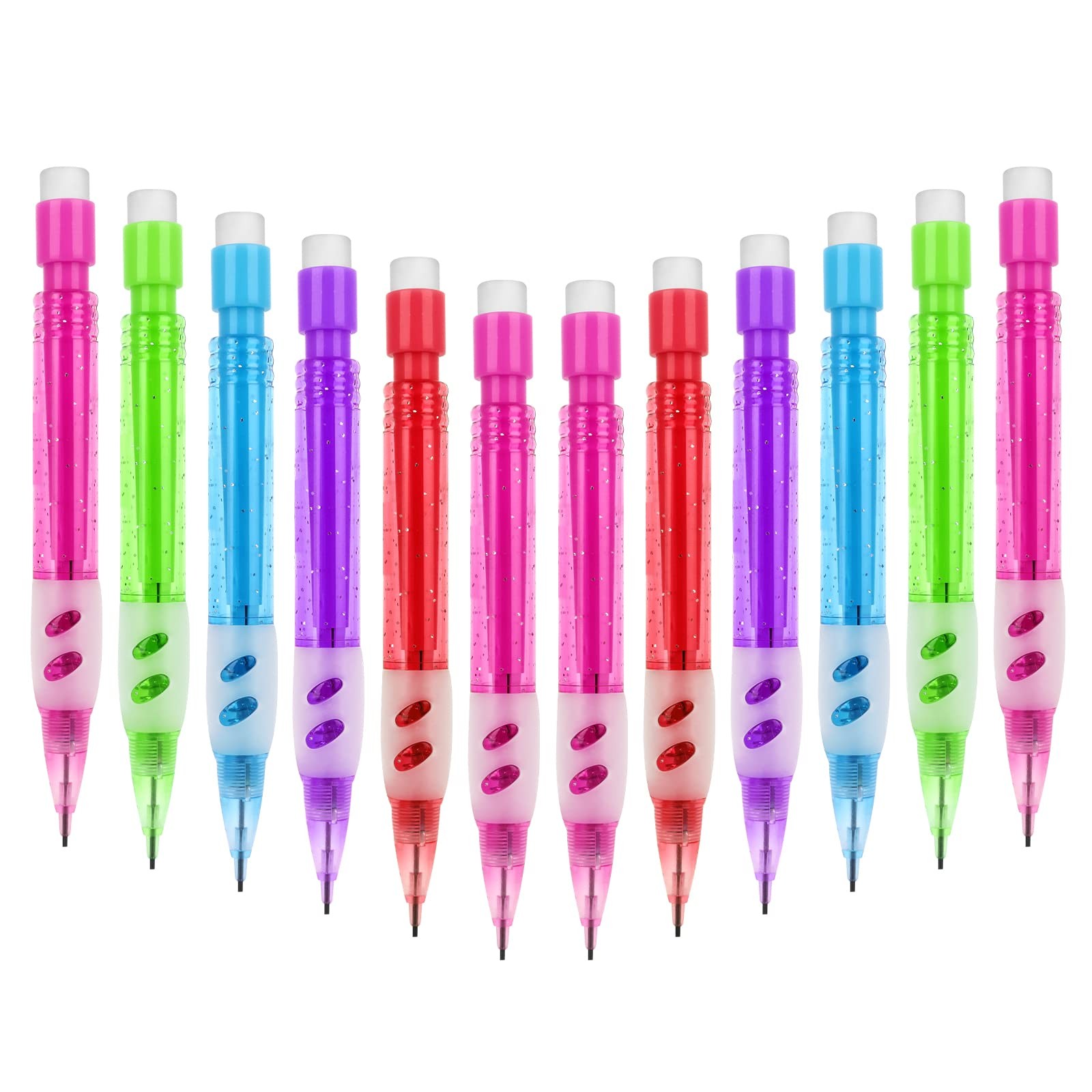 12 Pcs Mini Mechanical Pencils 0.7 mm Automatic Pencils w/ Erasers Small Pencil