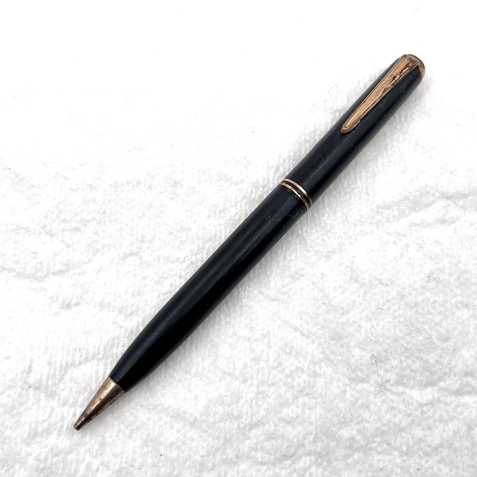 VTG Parker USA Duofold Black Gold Trim 4-3/4″ Twist Mechanical Pencil 0.9mm