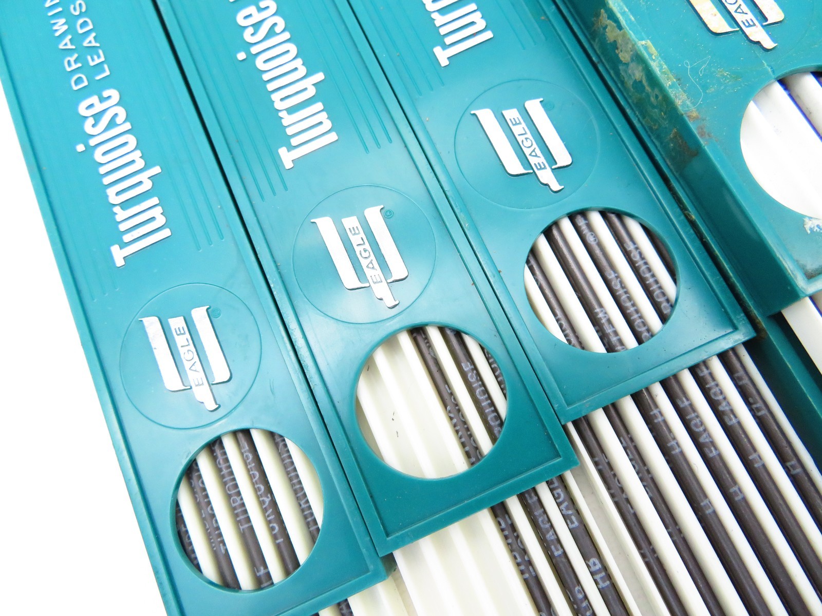 Vintage Eagle Turquoise Drawing Leads 10 Cases Assorted HB H B F 3H 4H Partial