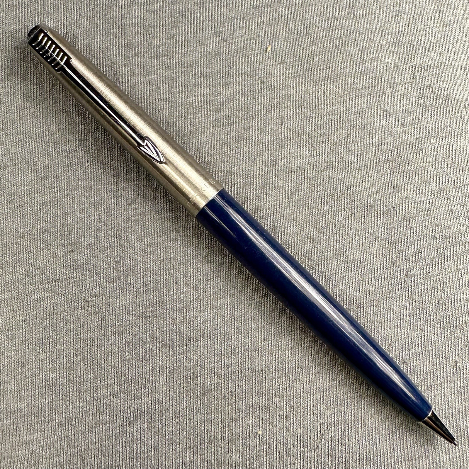 Parker Pencil Unknown Model Dimple-Top Cap Blue Barrel Made In USA Working