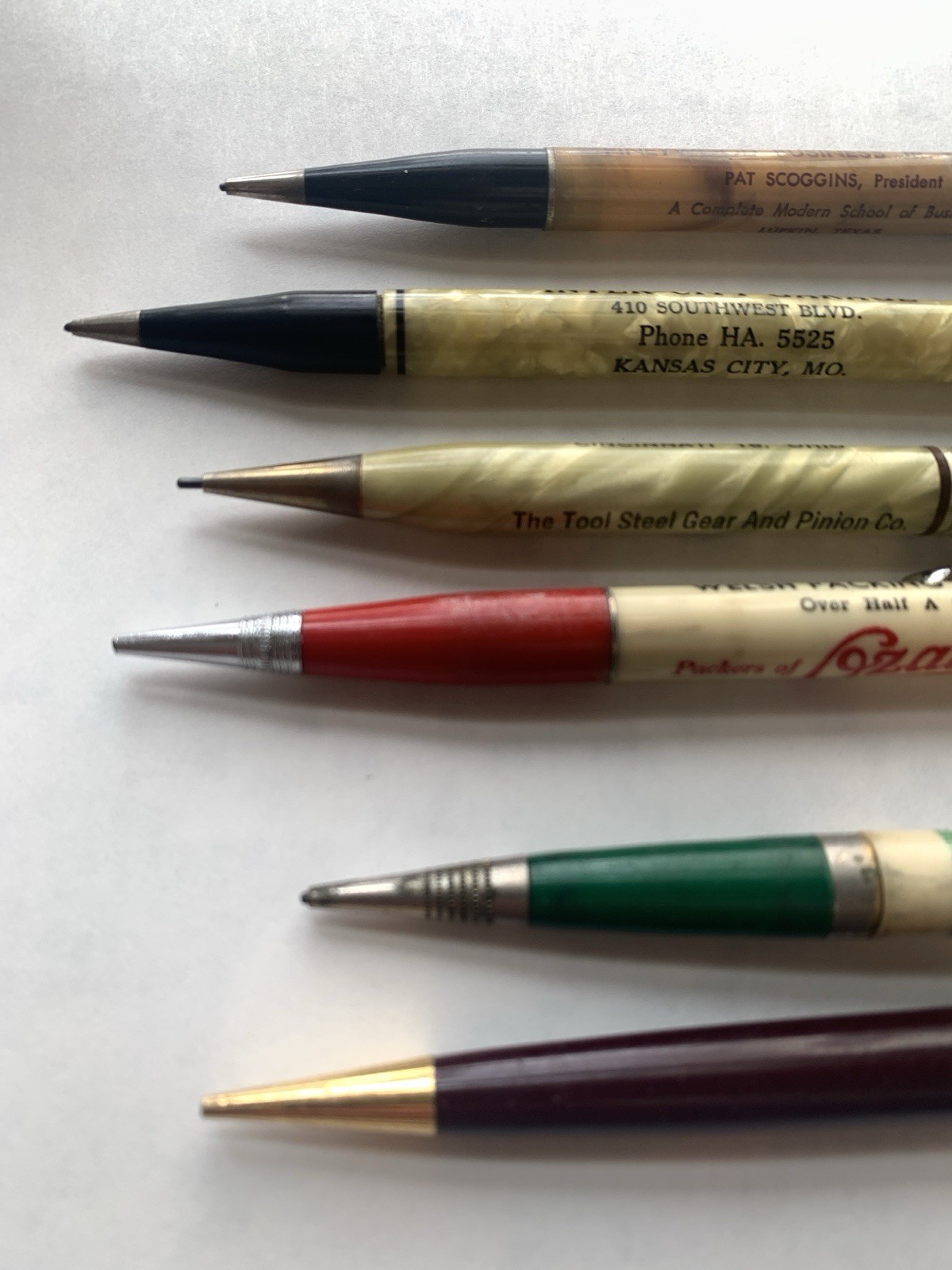 6 Lot Vintage Advertising Celluloid Mechanical Pencils Readyrite Ritepoint