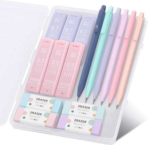Cute Mechanical Pencils Set, 0.5mm & 0.7mm Mechanical Pencils, 360PCS HB Lead