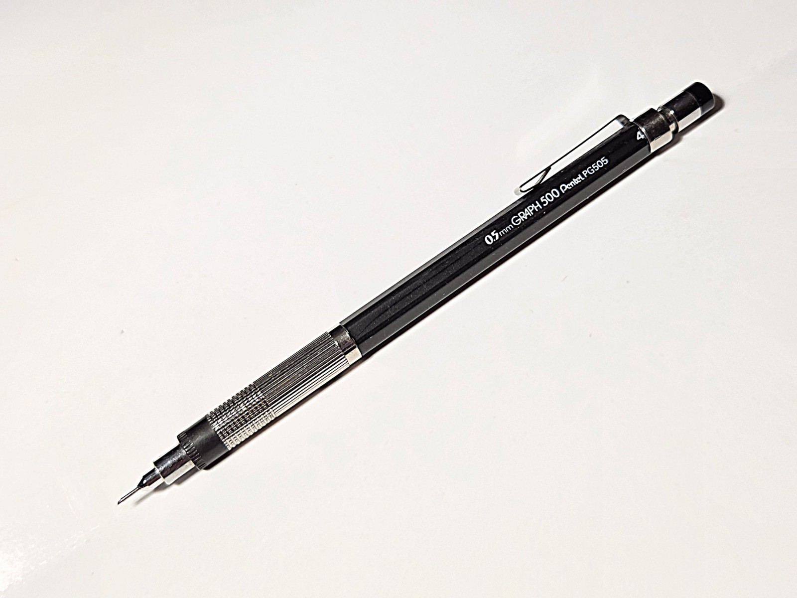 Pentel Graph 500 PG505 0.5mm Mechanical Pencil Adjustable Hardness Eraser Black
