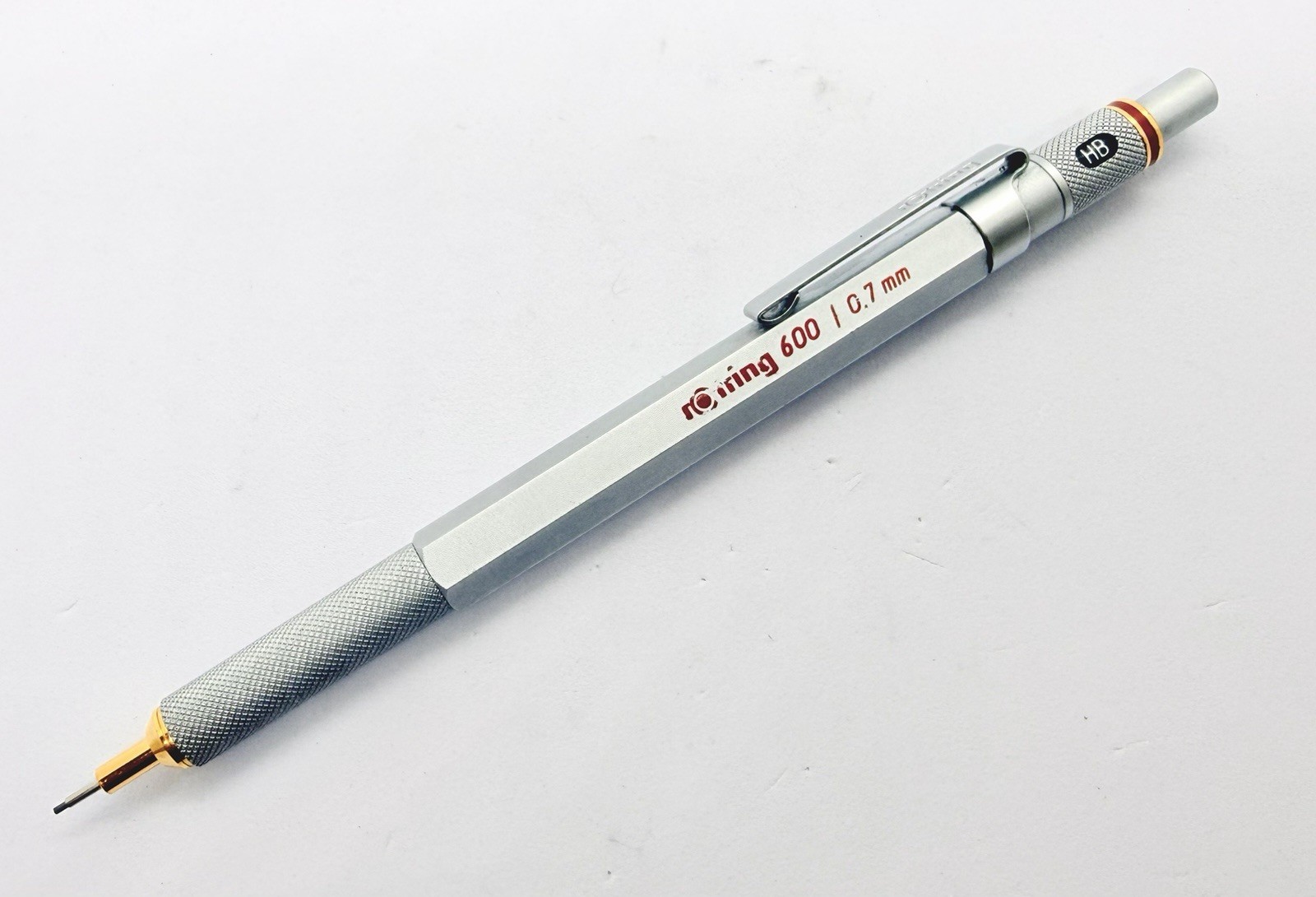 Rotring 600 Gold Twist Retract Tip Mechanical Pencil 0.7 Silver Color functional