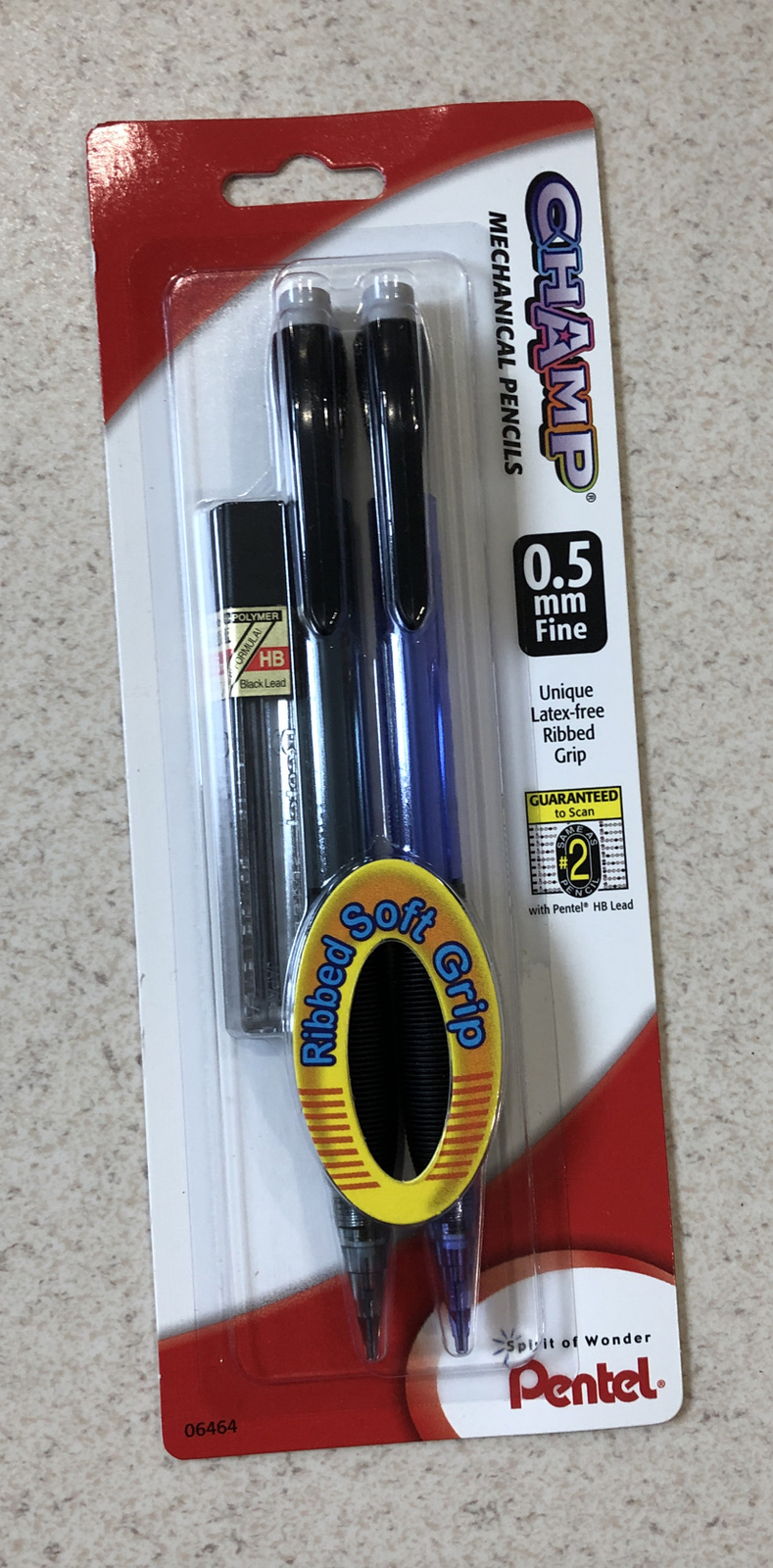 Pentel Champ Mechanical Pencils, Charcoal Grey & Purple Barrels 2 Pk 0.5 mm