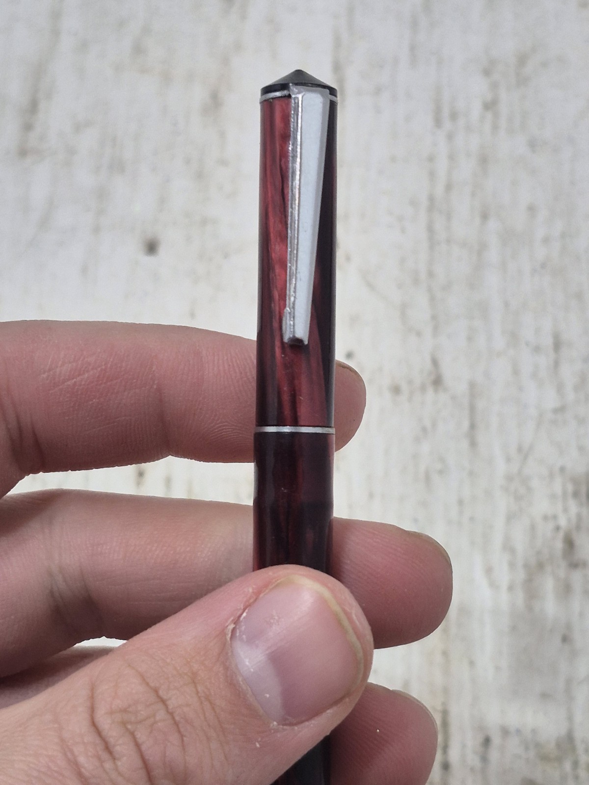 Vintage Mechanical Pencil Plastic Marbled Body Swirl Red Crimson & Black