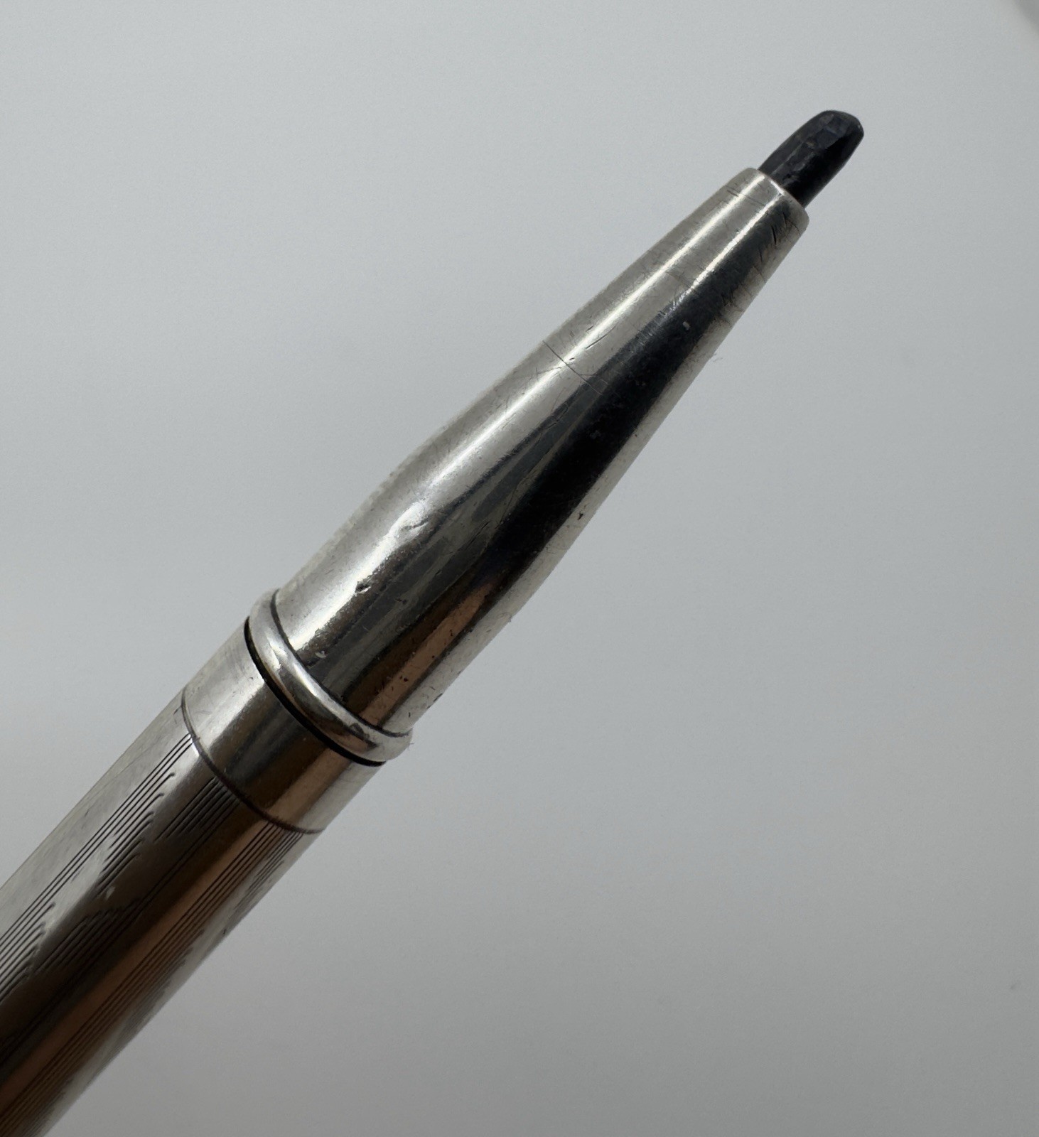 Unmarked Sterling Silver Engine Turned Mechanical Pencil w/ Coil Clip – Working