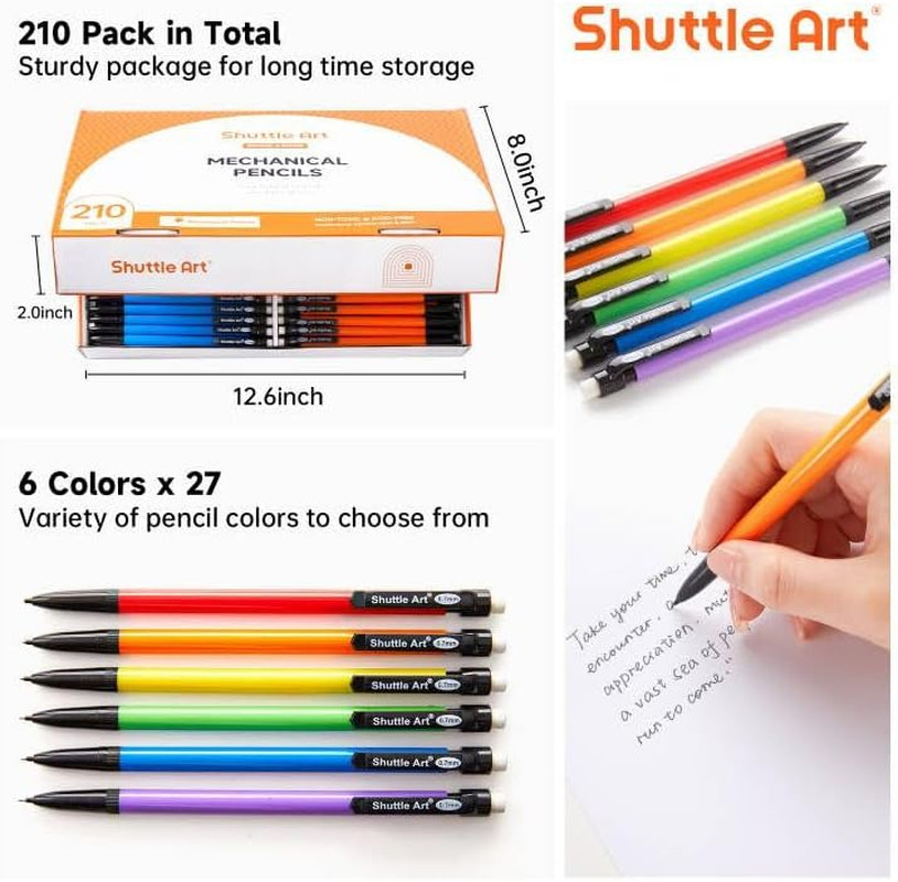 Mechanical Pencils, 210 Pack Bulk Mechanical Pencils 0.7Mm Medium Point, HB #2 L