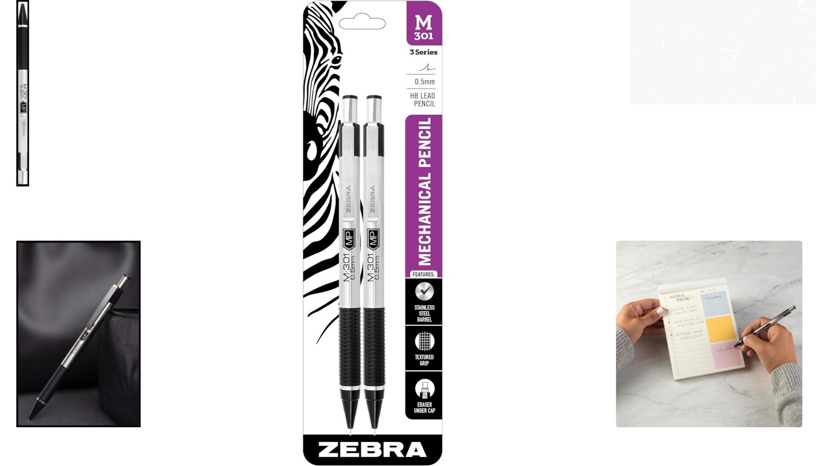 Elegant Stainless Steel 0.5mm Mechanical Pencils with Built-in Erasers – 2-Pack