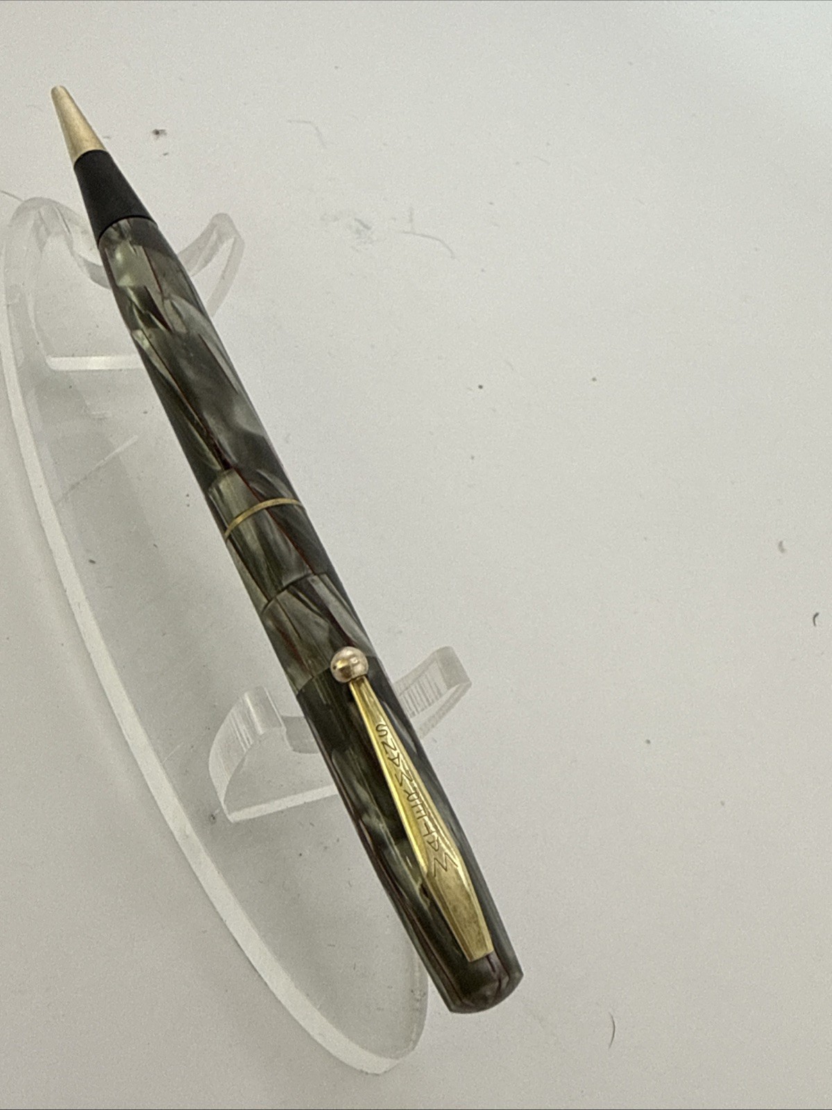 Vintage Waterman’s Commando Mechanical Pencil Gold Trim Gray Pearl Celluloid B1