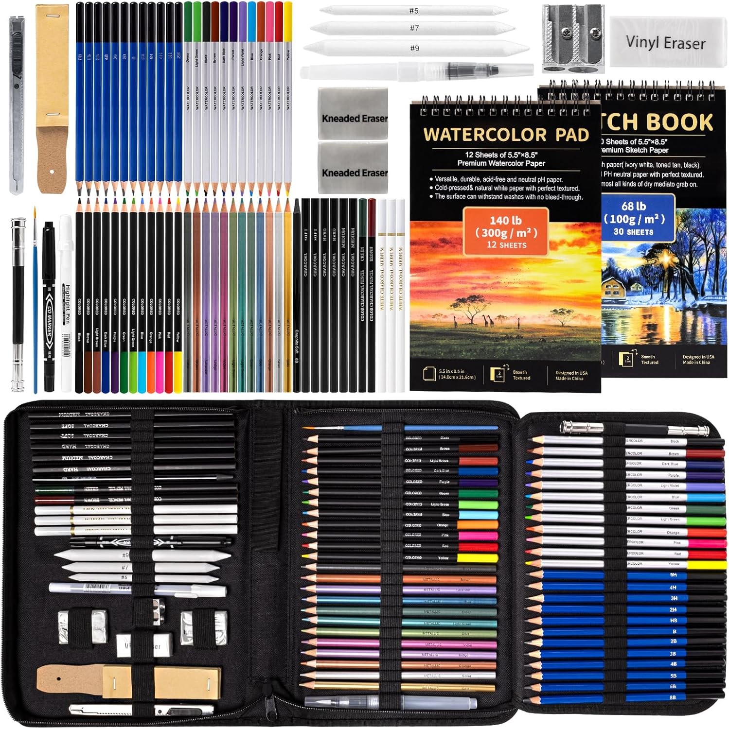 Art Supplies Drawing Pencils Set – 76 Pack 76 Count (Pack of 1), Multicolor
