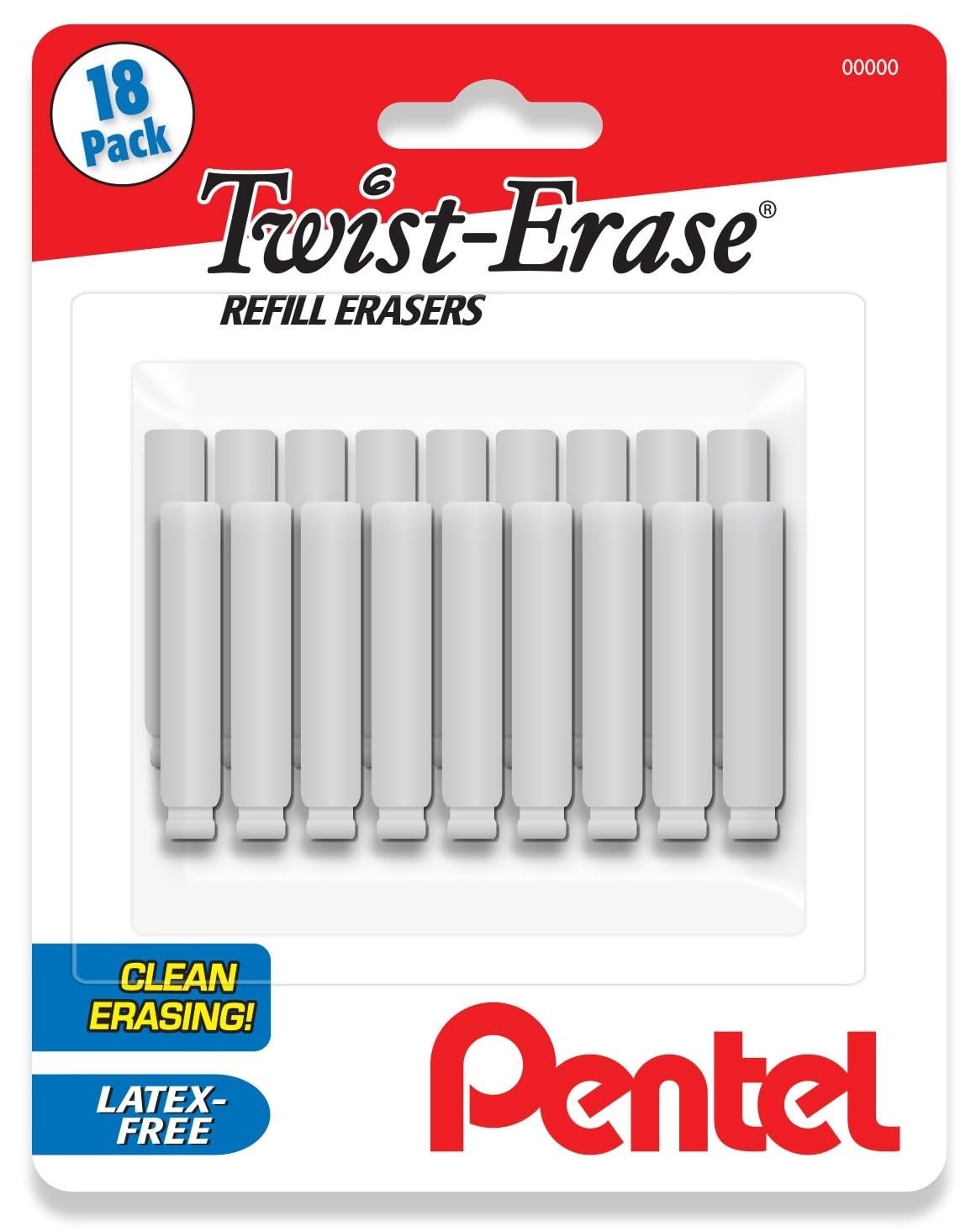 Twist Erase Refill Erasers – 18 Pack, Latex Free Refills for Mechanical Pencils