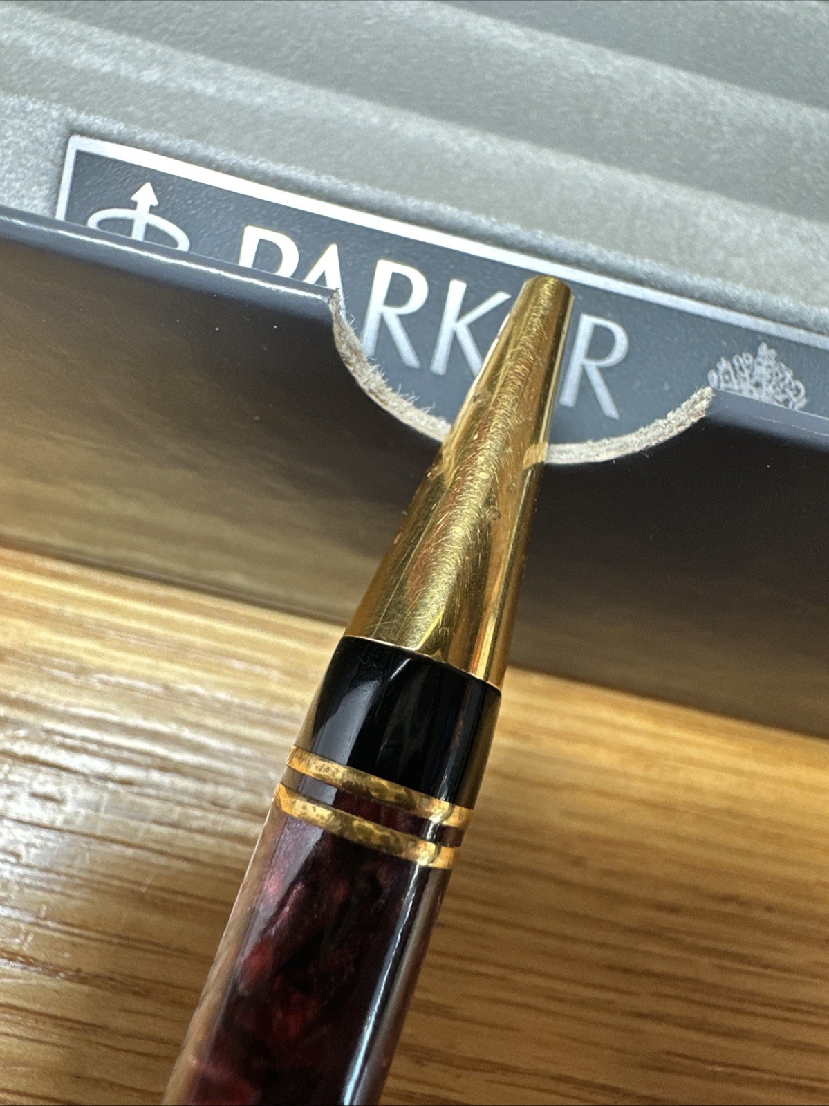 Parker Duofold Maroon Marble Ballpoint Pen Made In UK