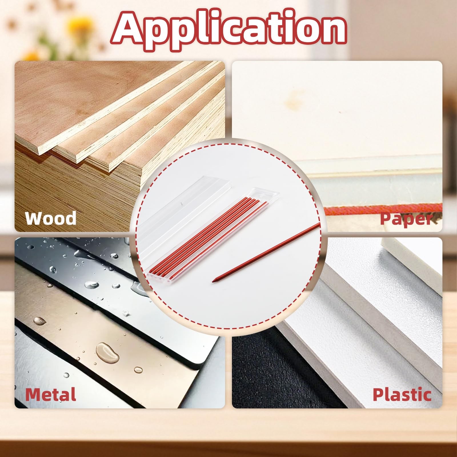 48 PCS 2.8mm Solid Carpenter Pencil Lead Refill Woodworking Mechanical Tool