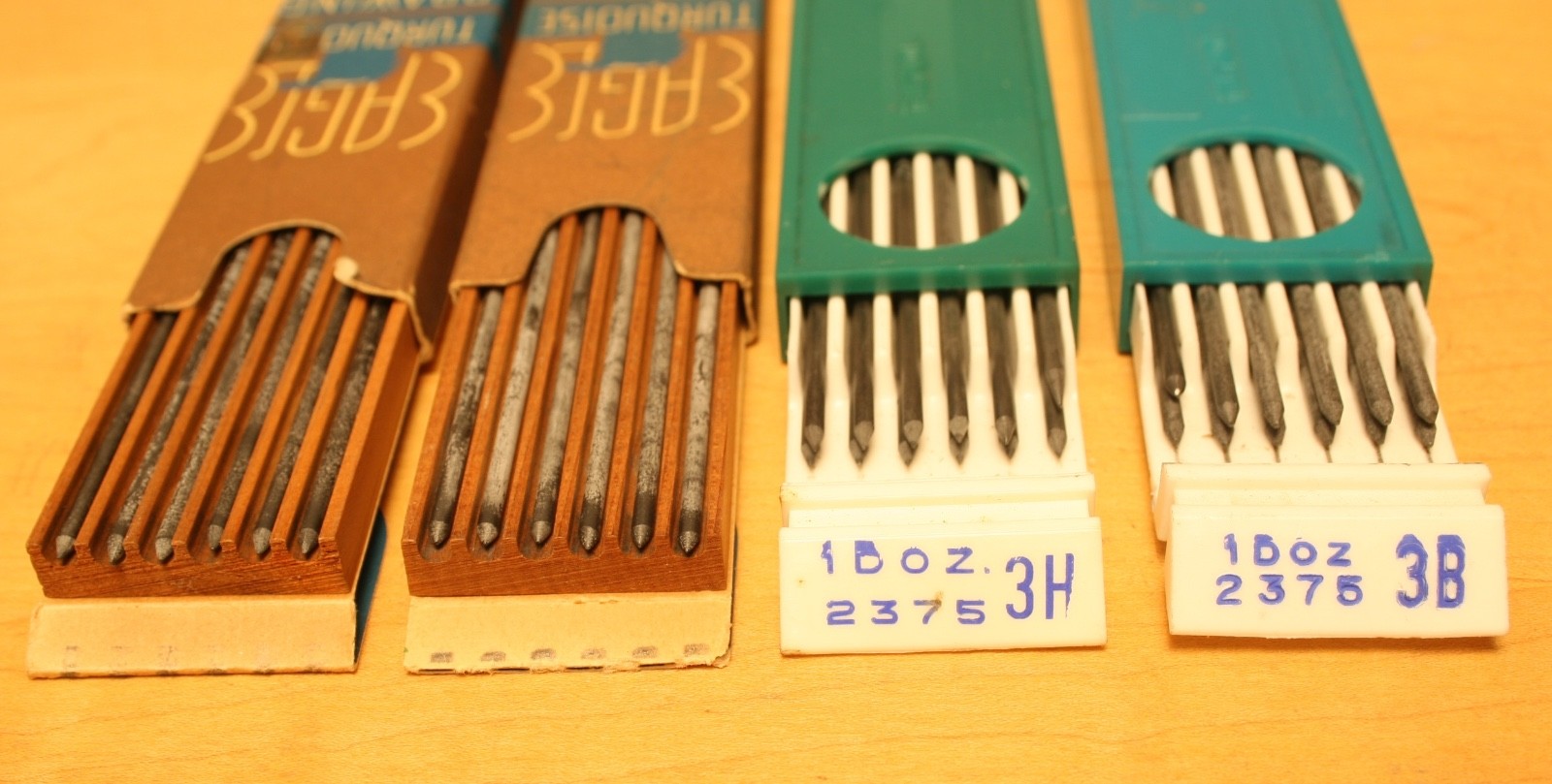 Lot Of 36 Vintage Eagle Turquoise 2.0MM Drafting Pencil Leads, 2H, 3H, 4H & 3B