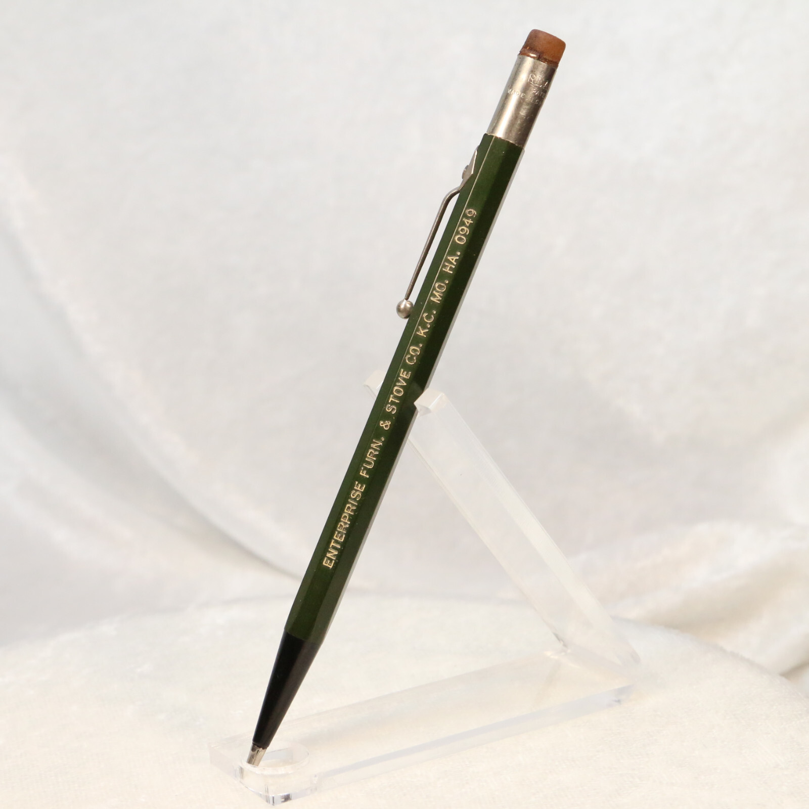Vintage REALITE Advertising Mechanical Pencil USA Green Enterprise Furnace Stove