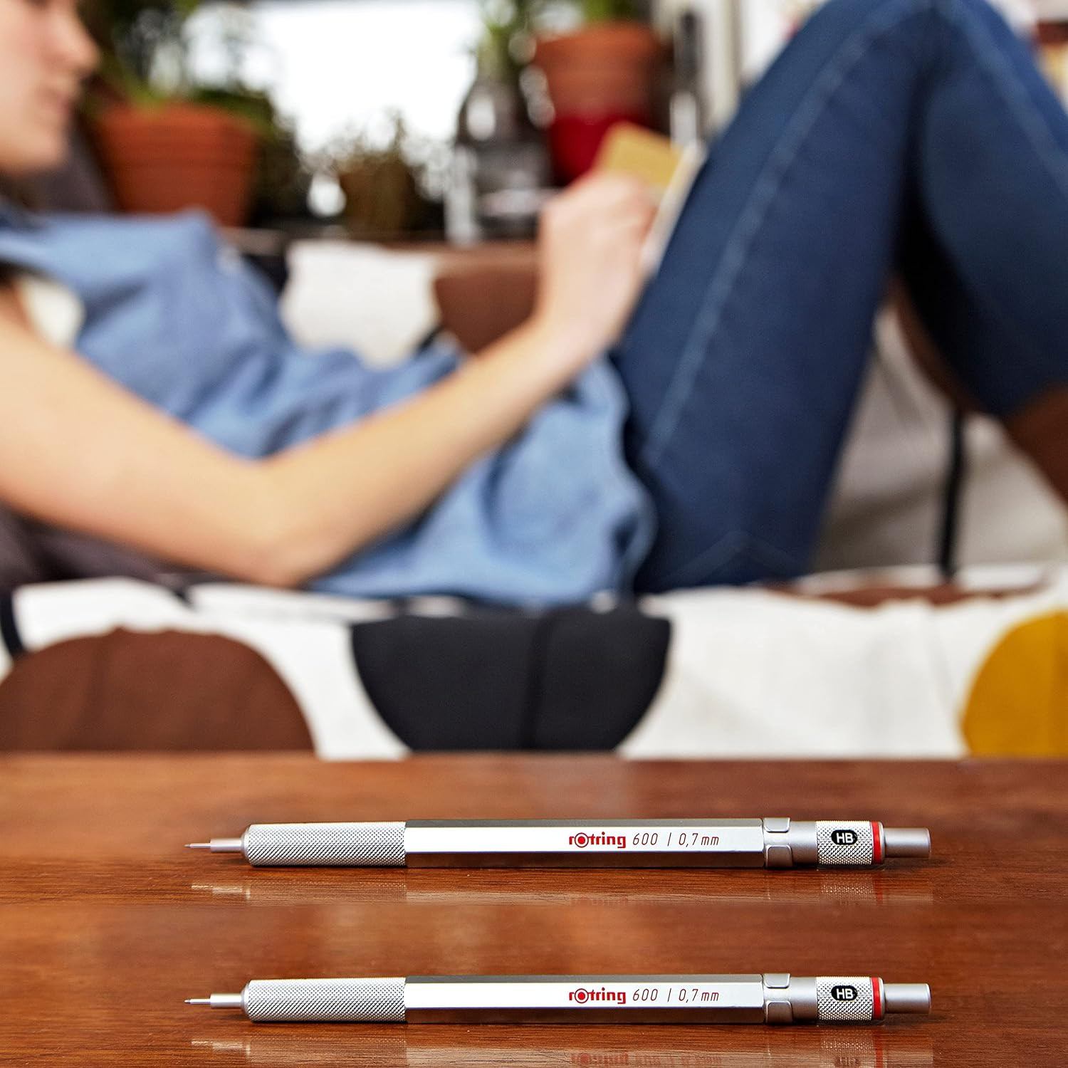 600 Mechanical Pencil | HB 0.5 mm | Red All-Metal Body | Hexagonal Barrel