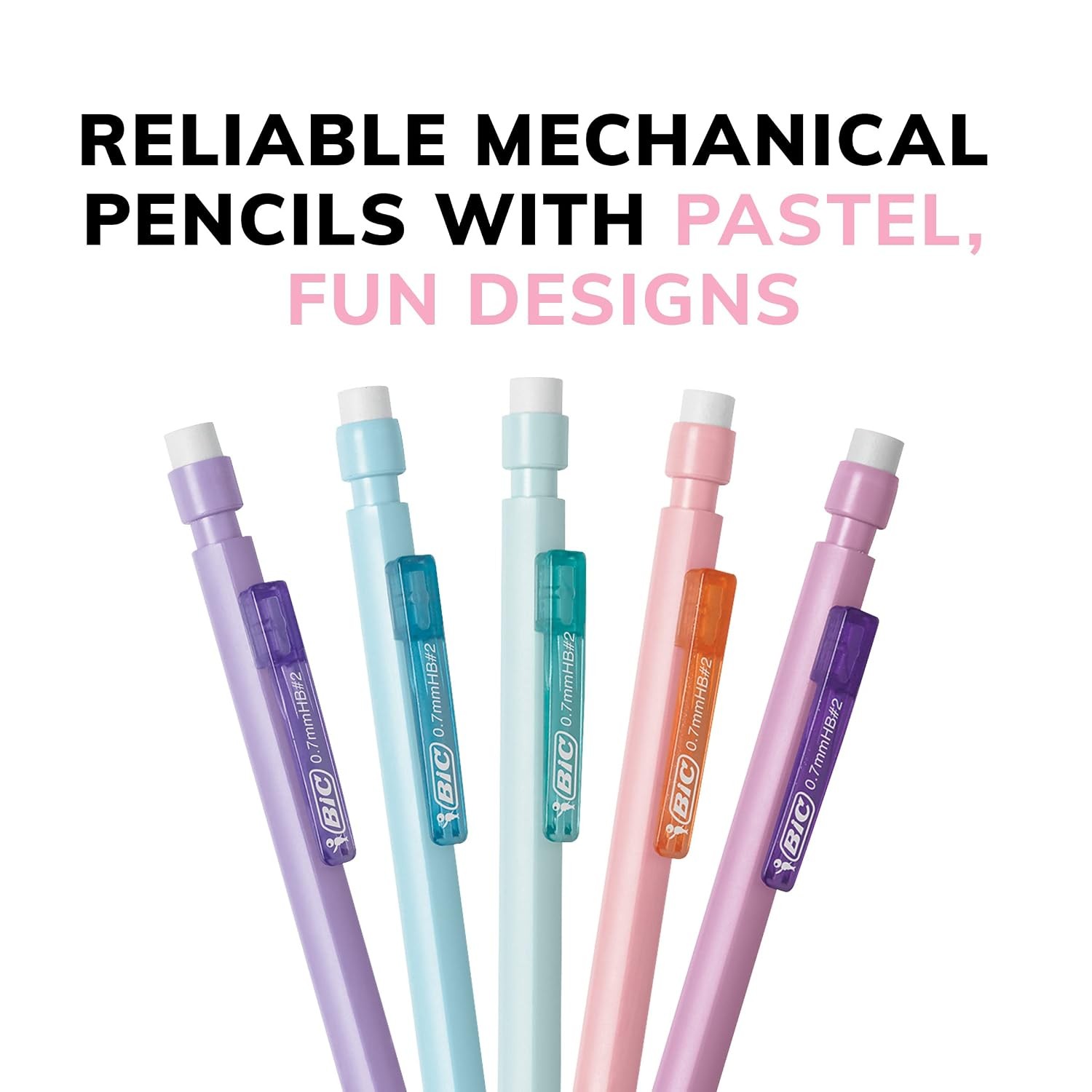 BIC Xtra-Smooth Pastel Mechanical Pencils, 0.7mm Medium Point, 24-Count, Bulk