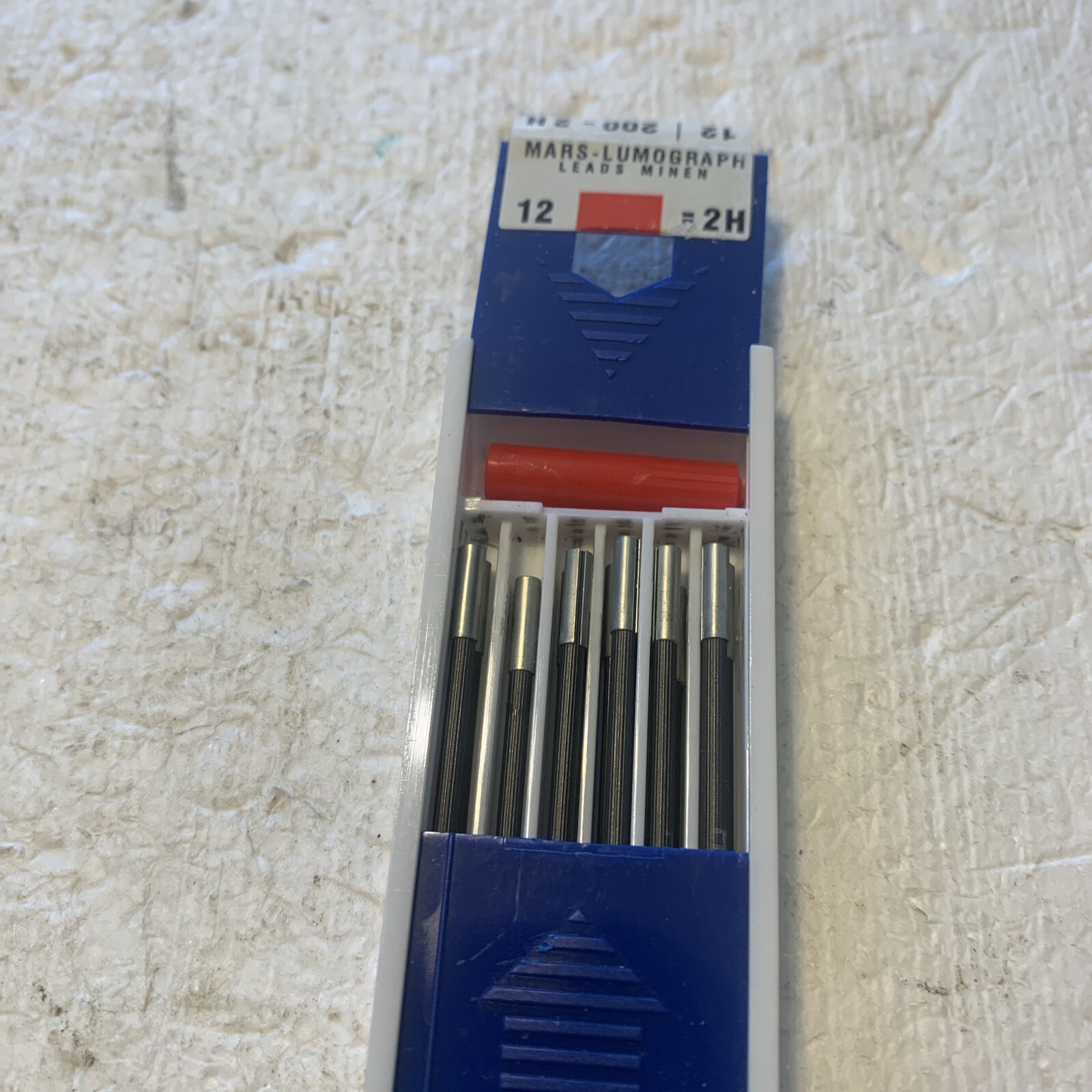 Vtg Staedtler Mars Lumograph #200 2H Drawing Pencil Leads Minen of Box Of 12